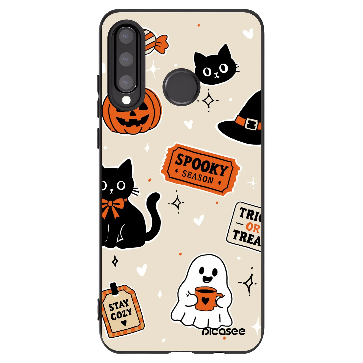 Picasee silikonski črni ovitek za Huawei P30 Lite - Halloween stickers