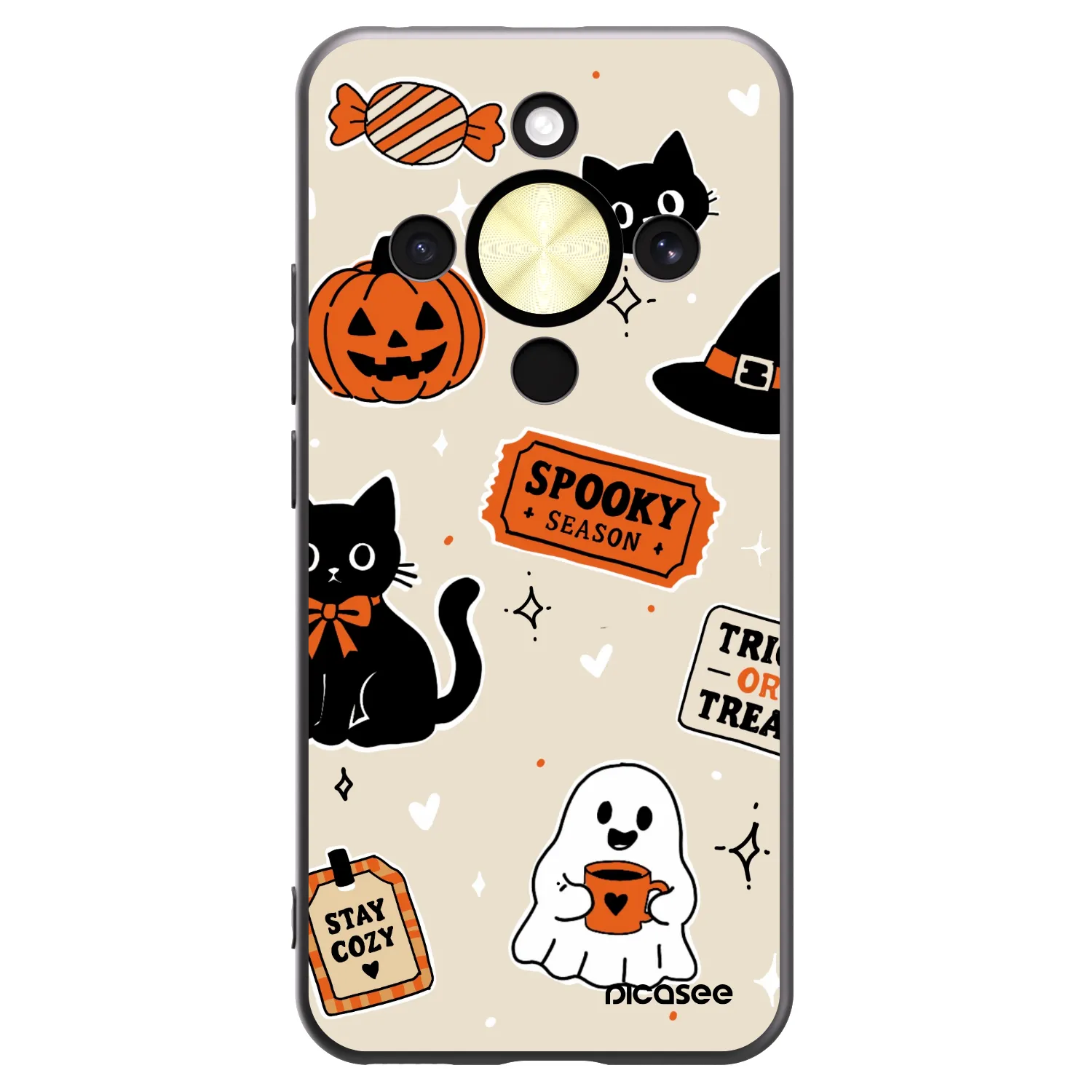 Picasee silikonski črni ovitek za Honor Magic8 Lite 5G - Halloween stickers