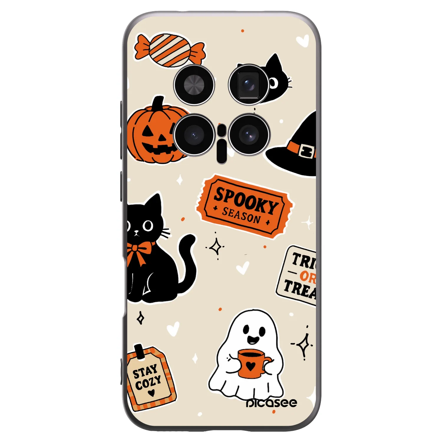Picasee silikonski črni ovitek za Honor Magic8 Pro 5G - Halloween stickers