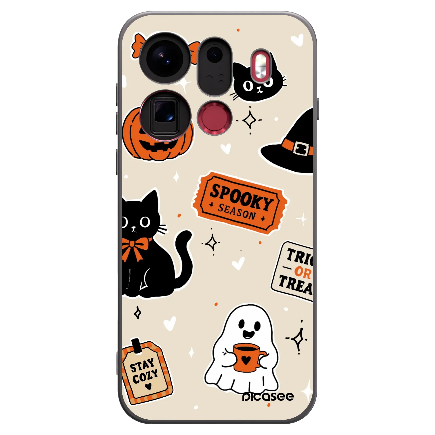 Picasee silikonski črni ovitek za OPPO Find X9 Pro - Halloween stickers