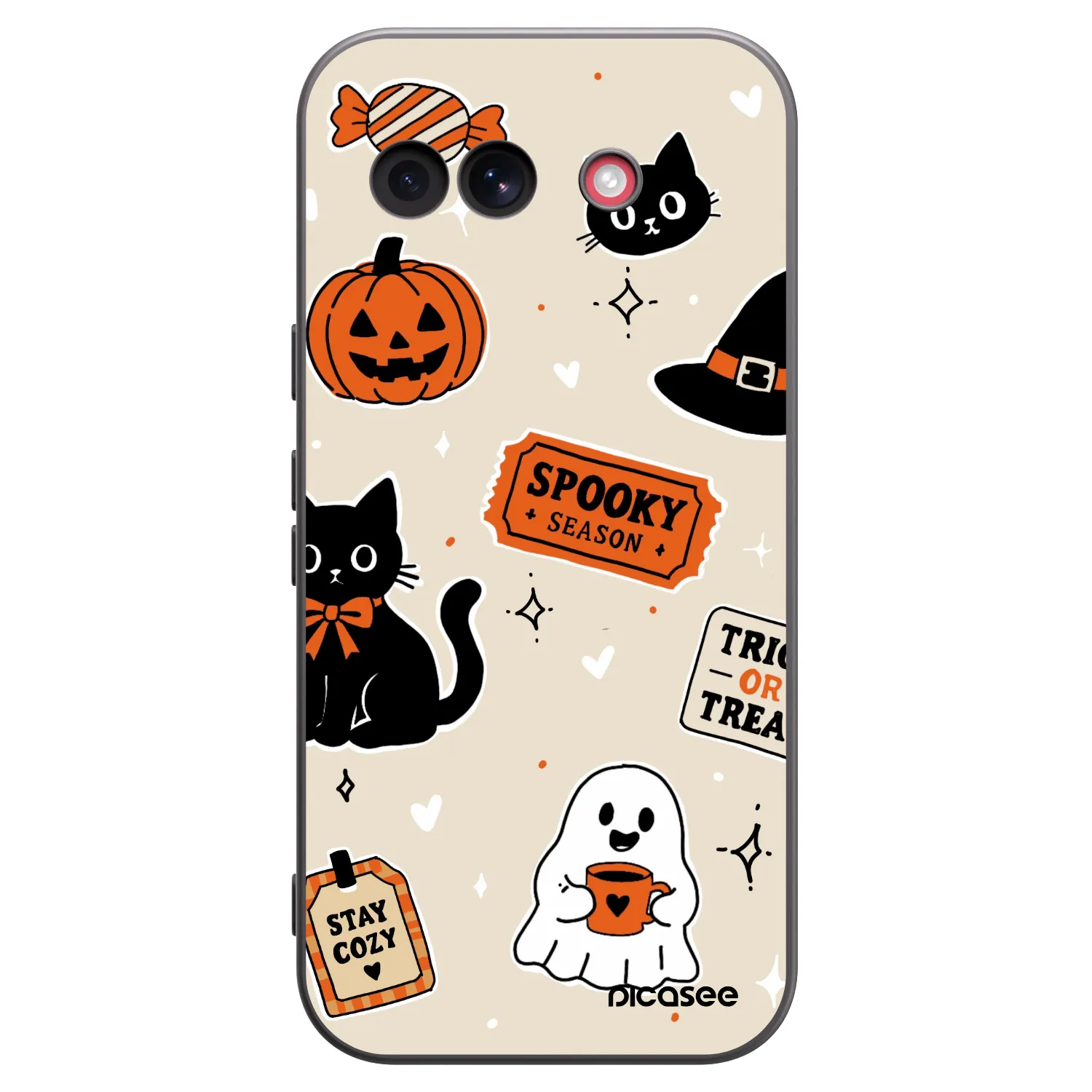 Picasee silikonski črni ovitek za Google Pixel 10a - Halloween stickers
