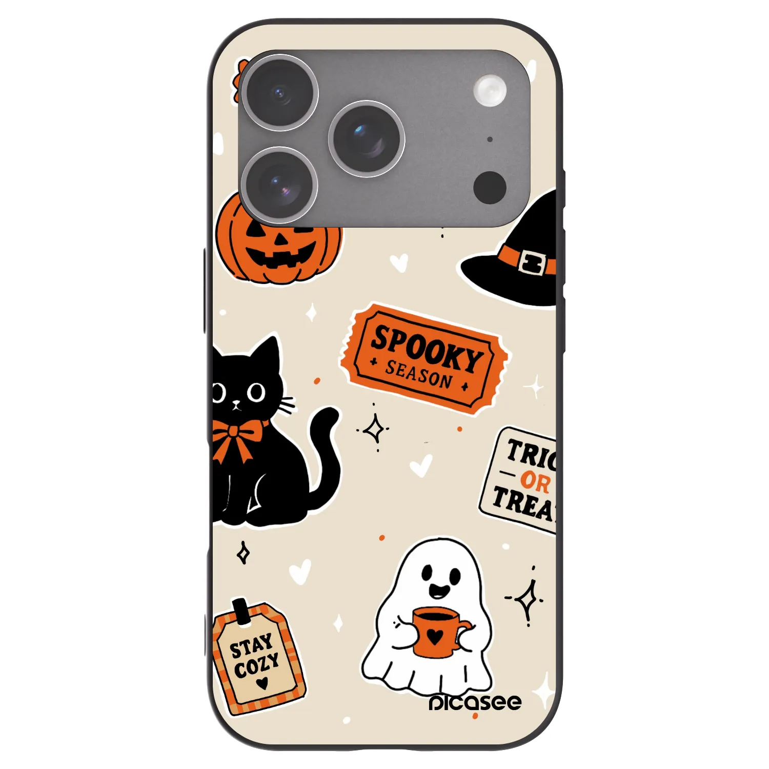 Picasee silikonski črni ovitek za Apple iPhone 18 Pro - Halloween stickers