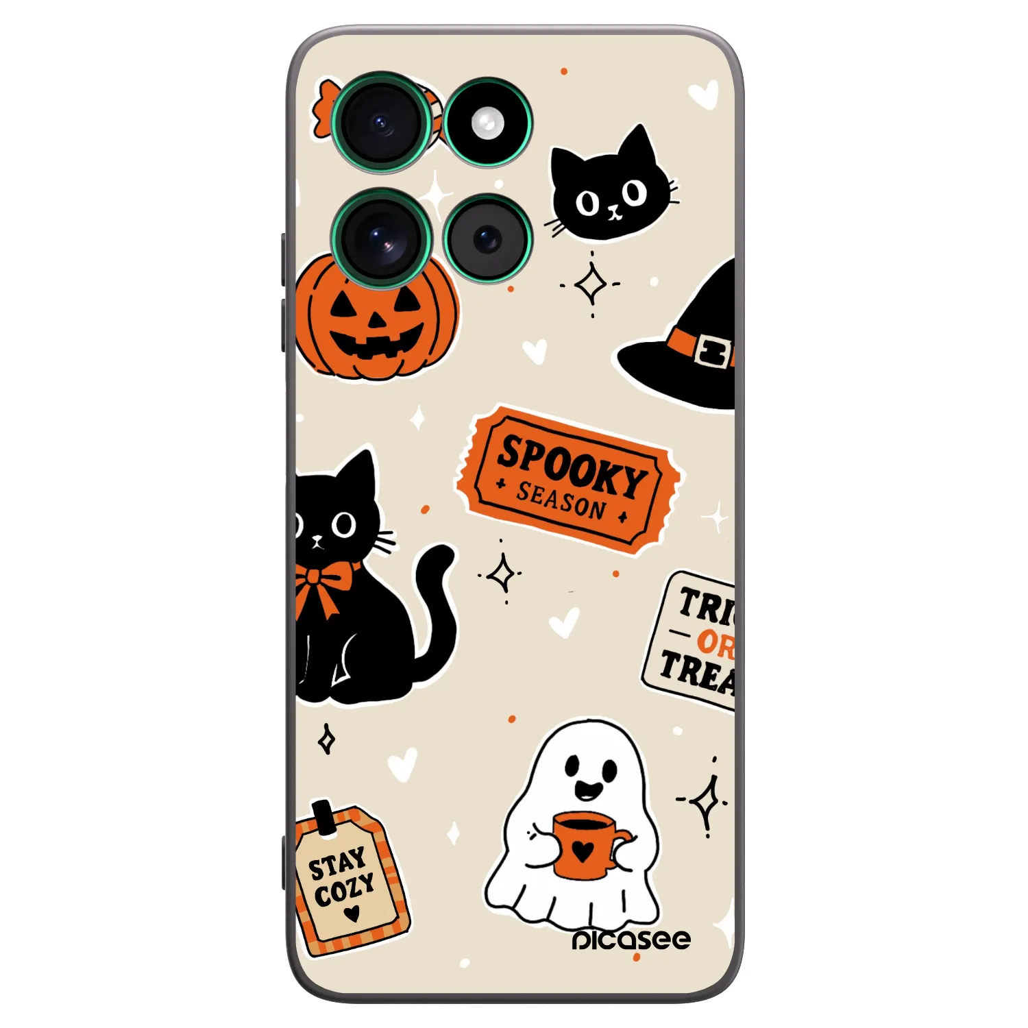 Picasee silikonski črni ovitek za Motorola Moto G57 Power - Halloween stickers