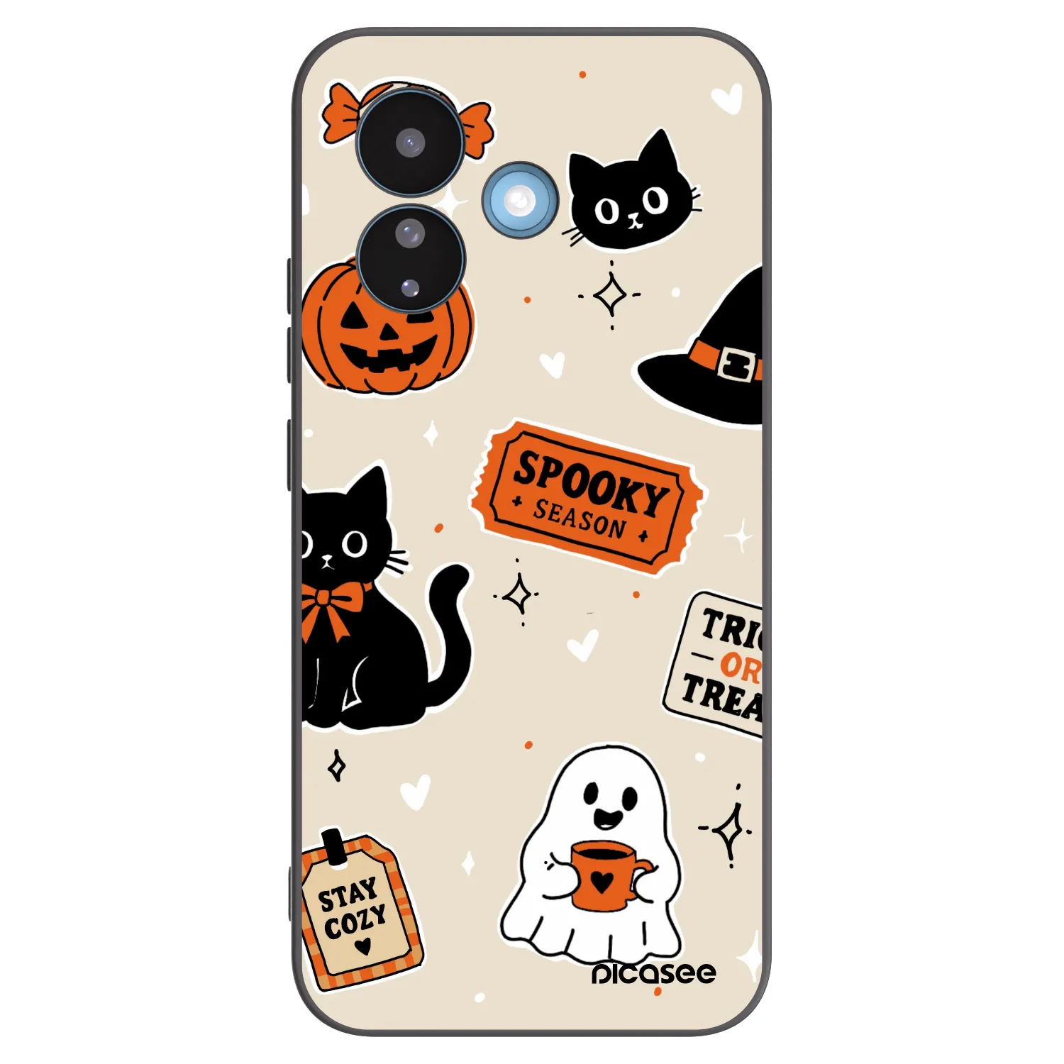 Picasee silikonski črni ovitek za Xiaomi Redmi Note 17 Pro 5G - Halloween stickers