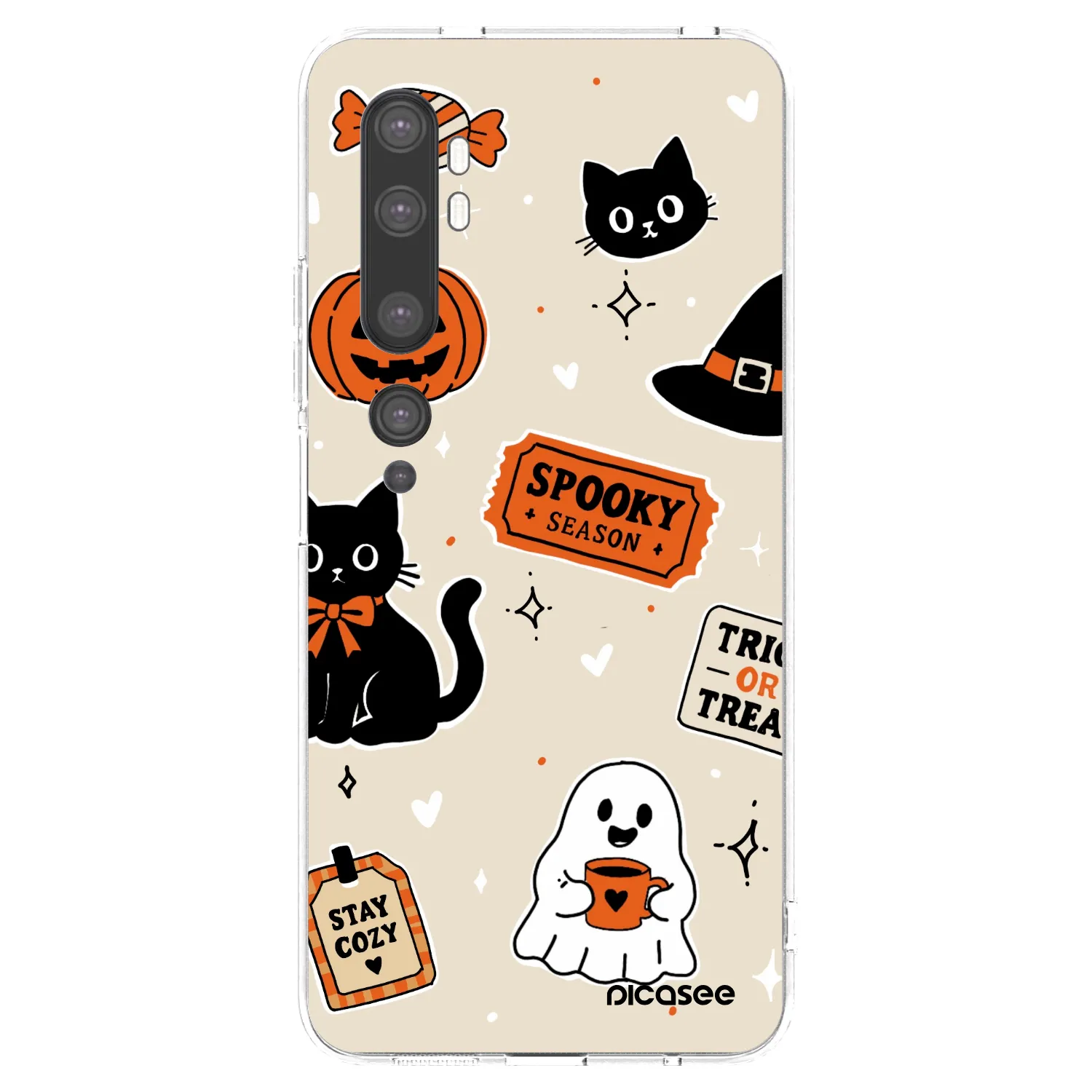 Picasee silikonski prozorni ovitek za Xiaomi Mi Note 10 (Pro) - Halloween stickers