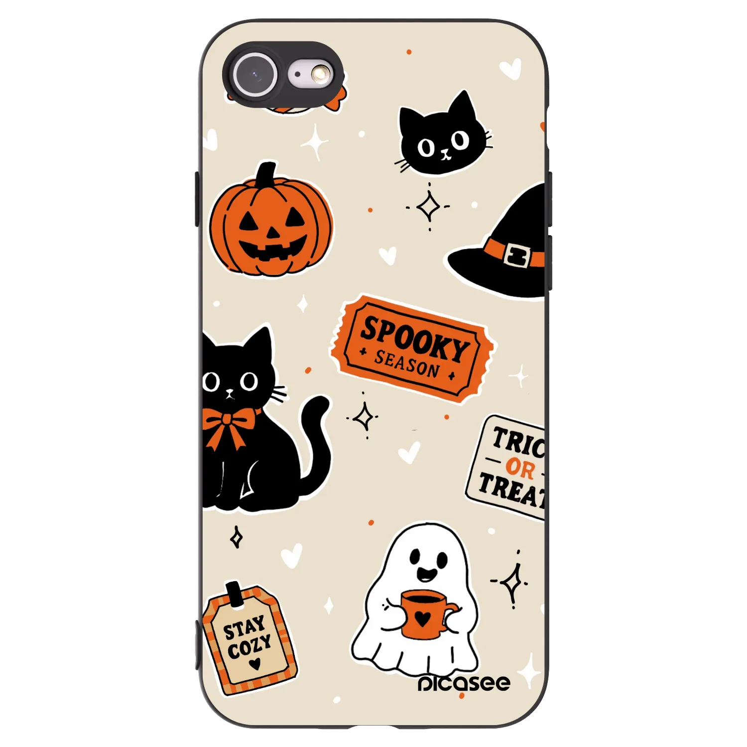 Picasee silikonski črni ovitek za Apple iPhone SE 2020 - Halloween stickers