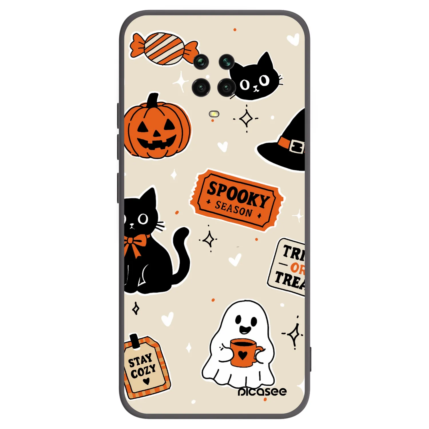 Picasee silikonski črni ovitek za Xiaomi Redmi Note 9 Pro - Halloween stickers