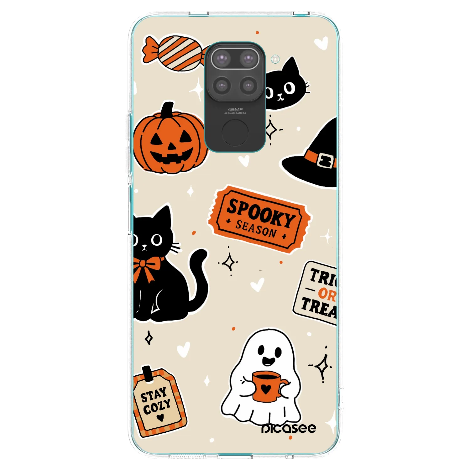 Picasee silikonski črni ovitek za Xiaomi Redmi Note 9 - Halloween stickers