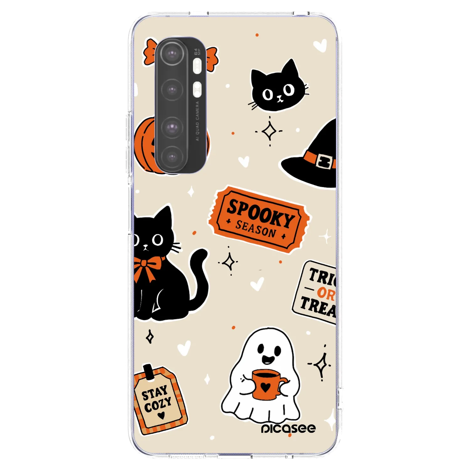 Picasee silikonski prozorni ovitek za Xiaomi Mi Note 10 Lite - Halloween stickers