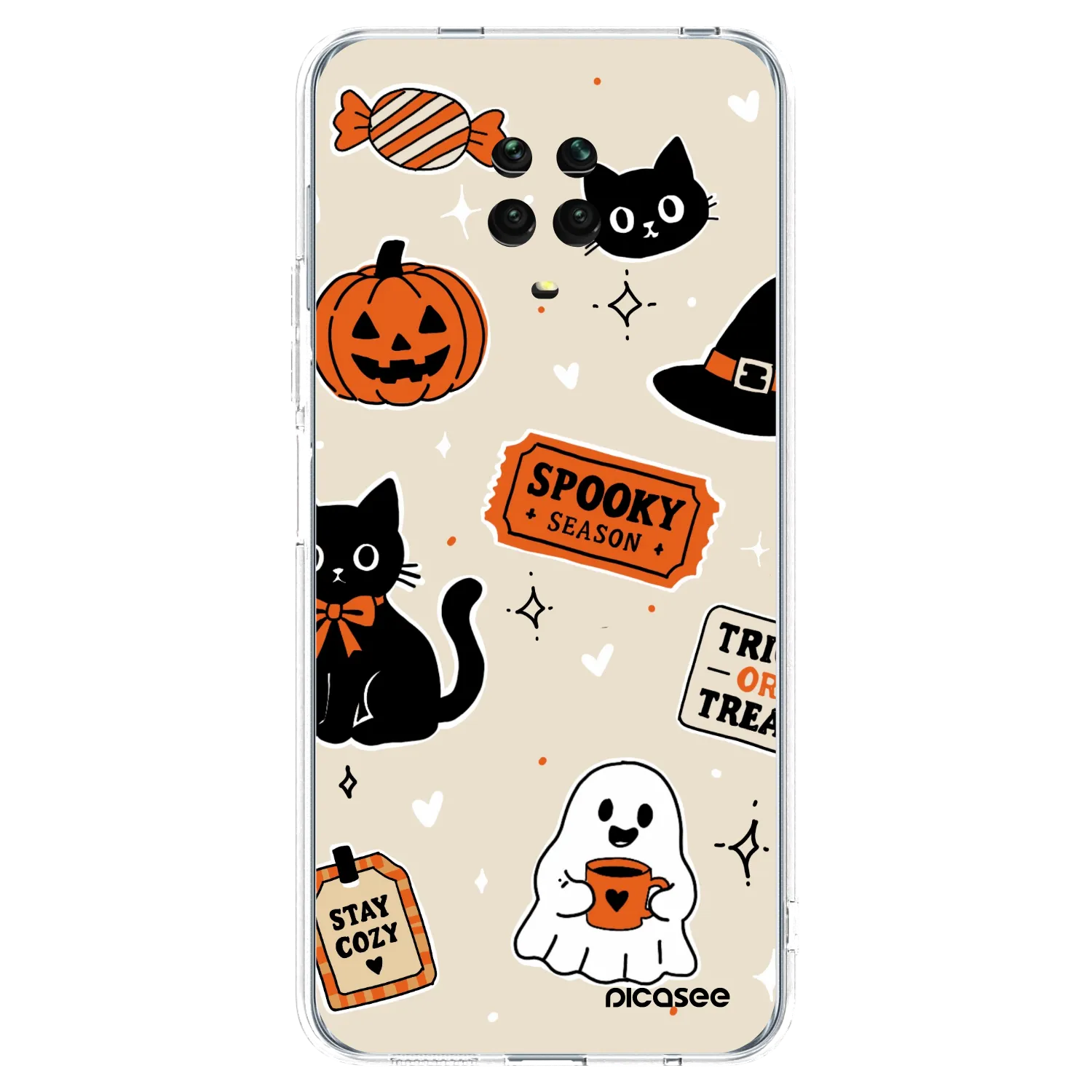 Picasee silikonski prozorni ovitek za Xiaomi Redmi Note 9S - Halloween stickers