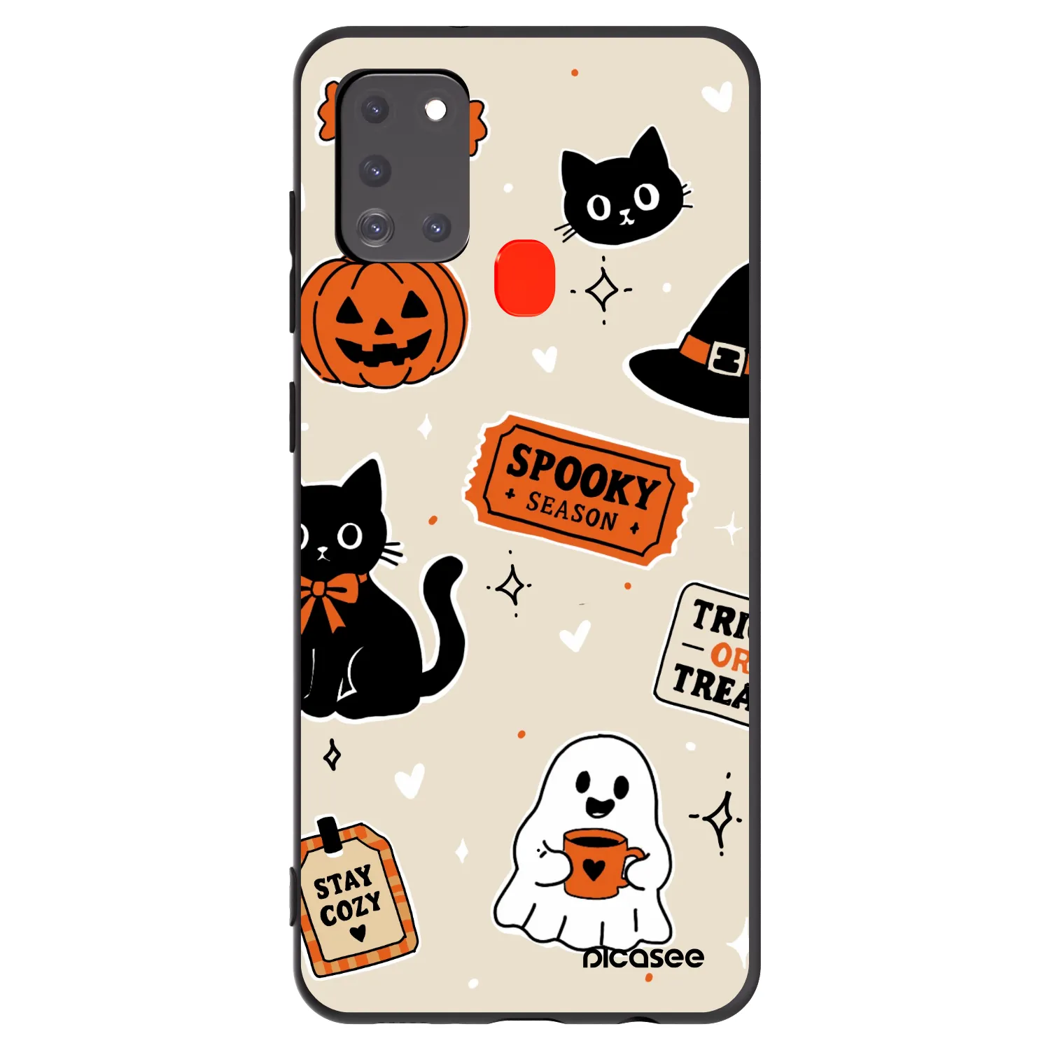 Picasee silikonski črni ovitek za Samsung Galaxy A21s - Halloween stickers