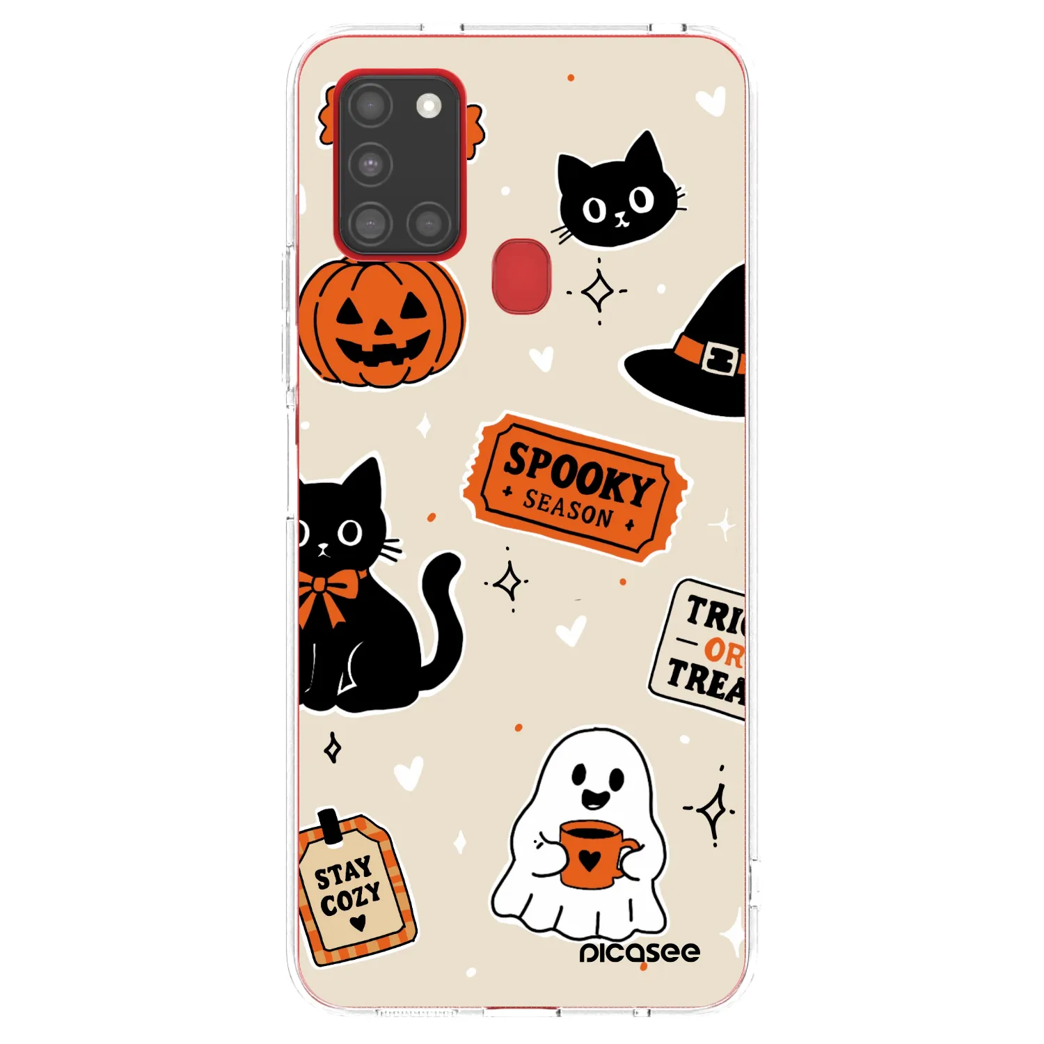 Picasee silikonski prozorni ovitek za Samsung Galaxy A21s - Halloween stickers