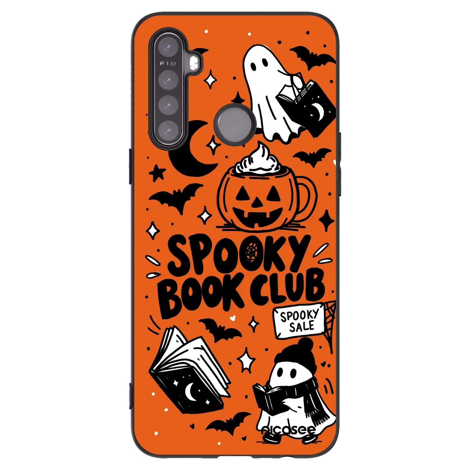 Picasee silikonski črni ovitek za Realme 5 - Spooky book club