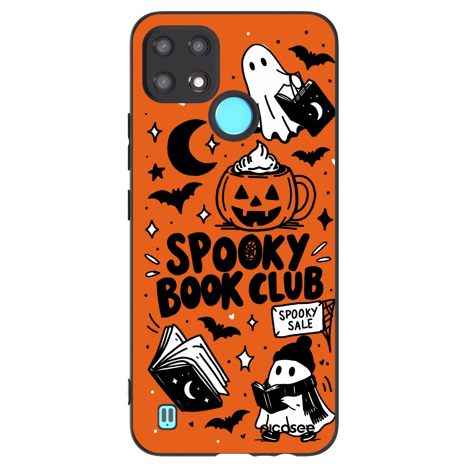Picasee silikonski črni ovitek za Realme C21 - Spooky book club