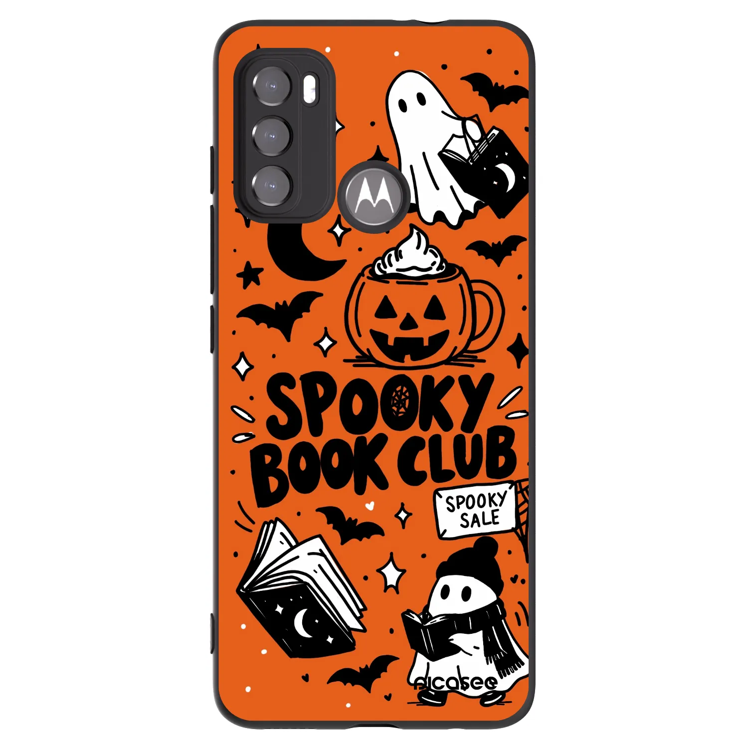 Picasee silikonski črni ovitek za Motorola Moto G60 - Spooky book club