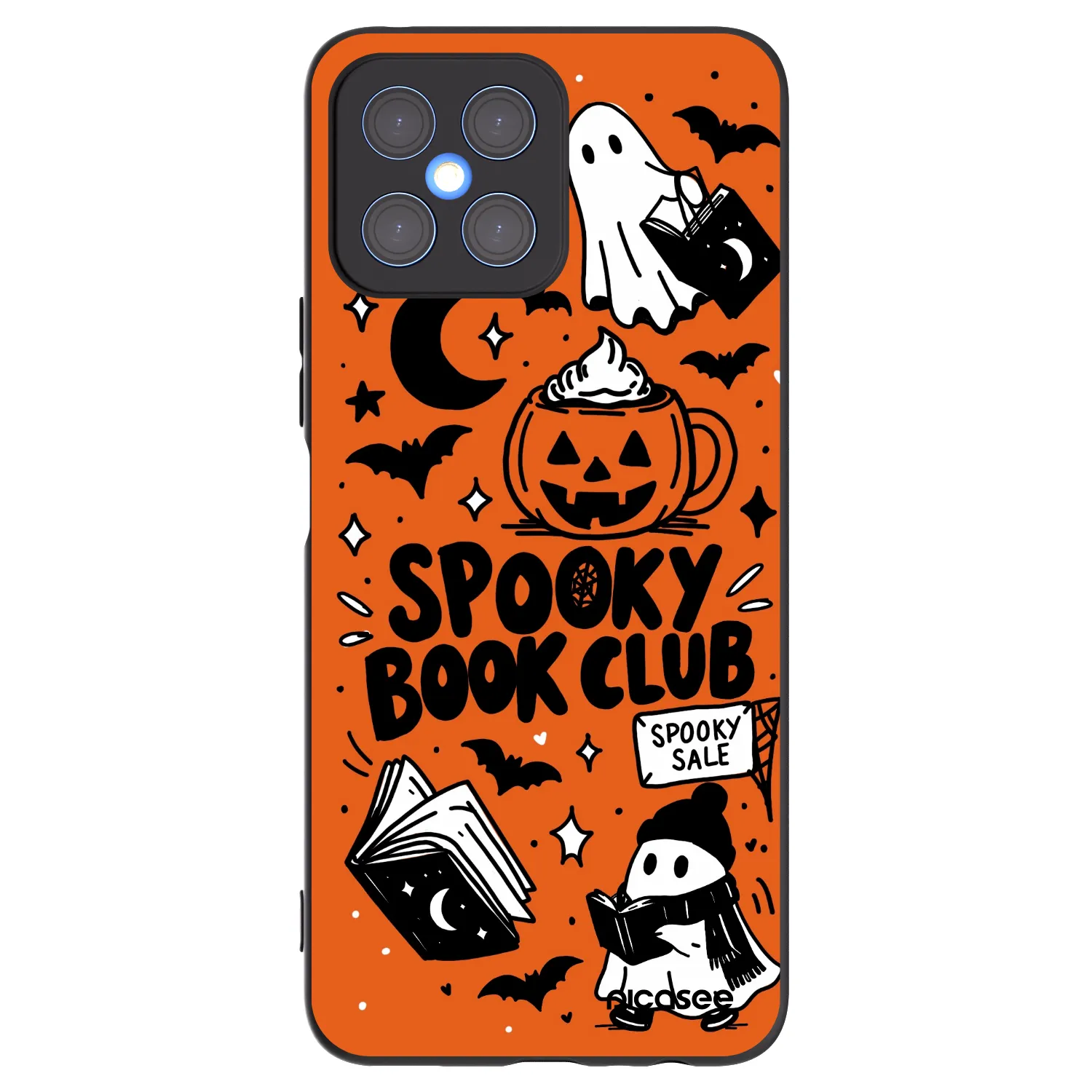 Picasee silikonski črni ovitek za Honor X8 4G - Spooky book club