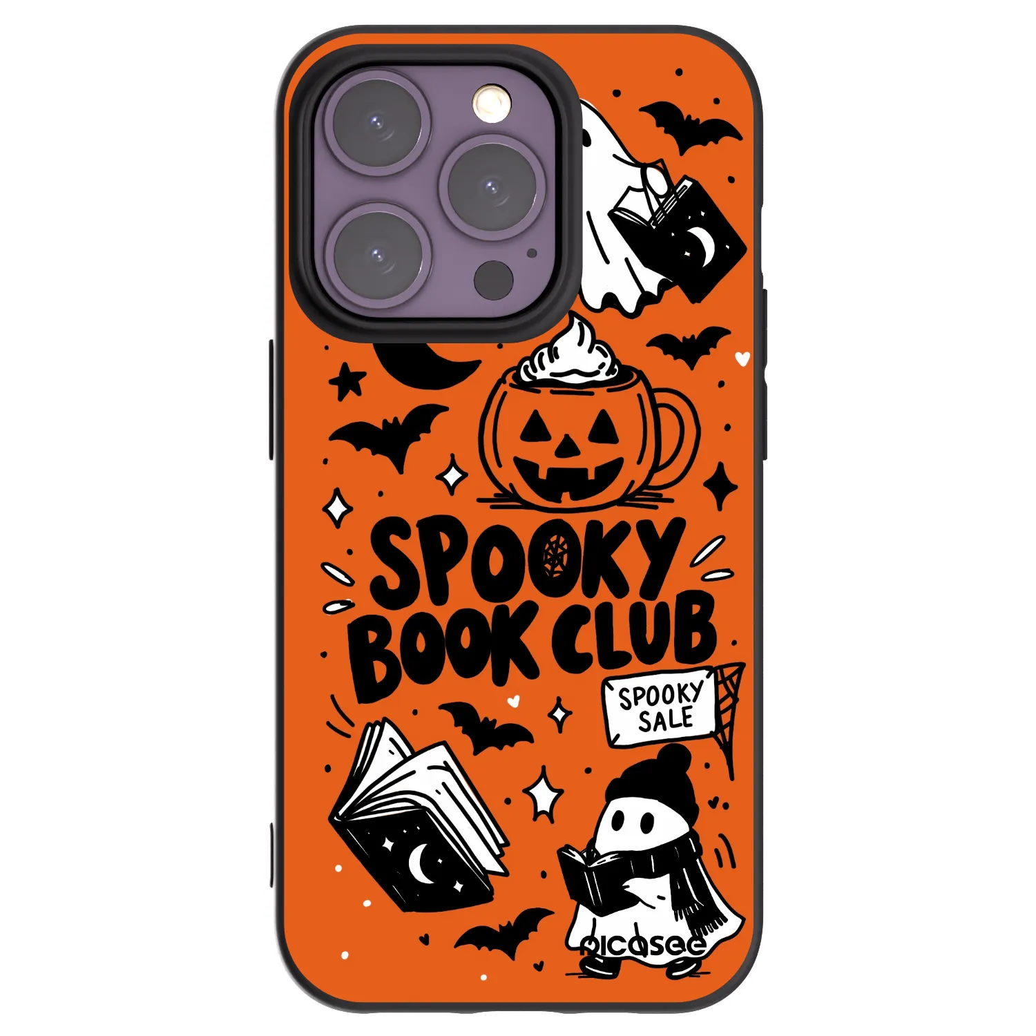 Picasee silikonski črni ovitek za Apple iPhone 14 Pro - Spooky book club