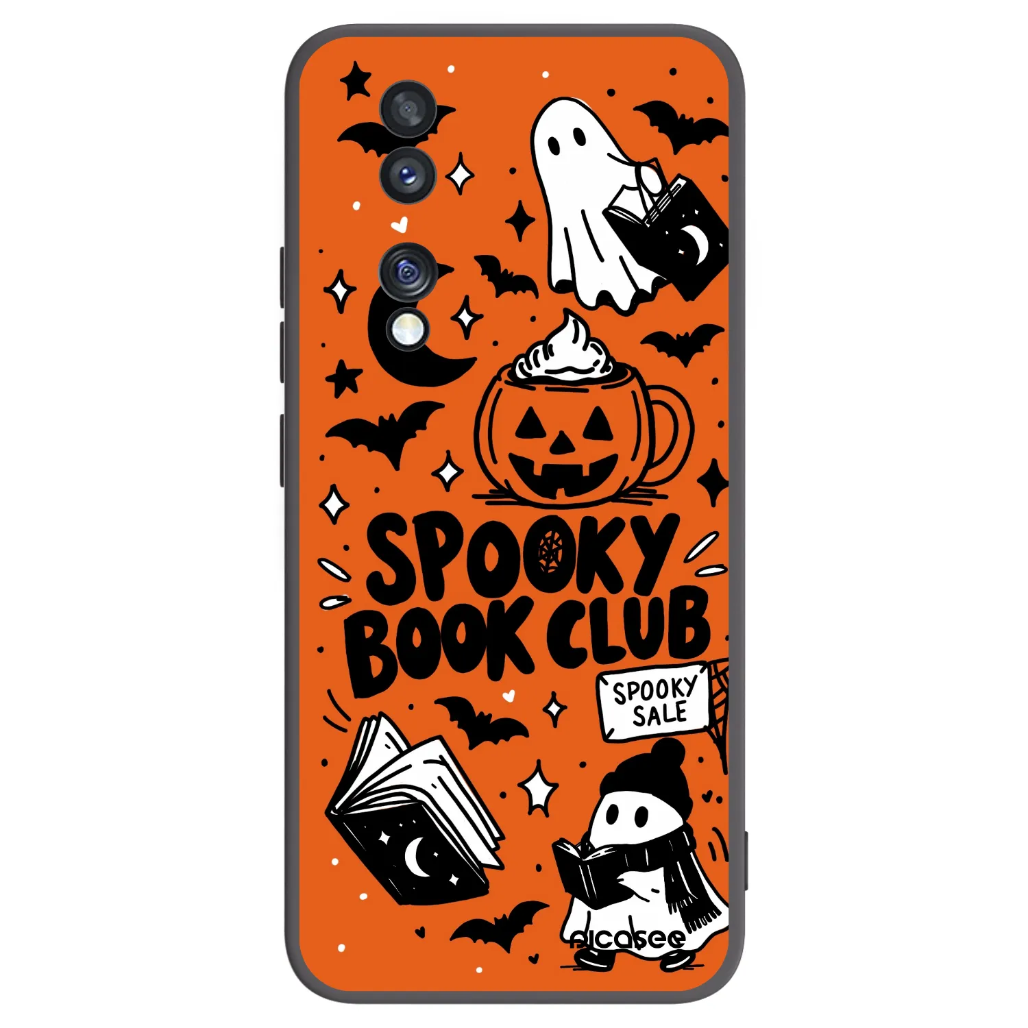 Picasee silikonski črni ovitek za Honor 70 - Spooky book club