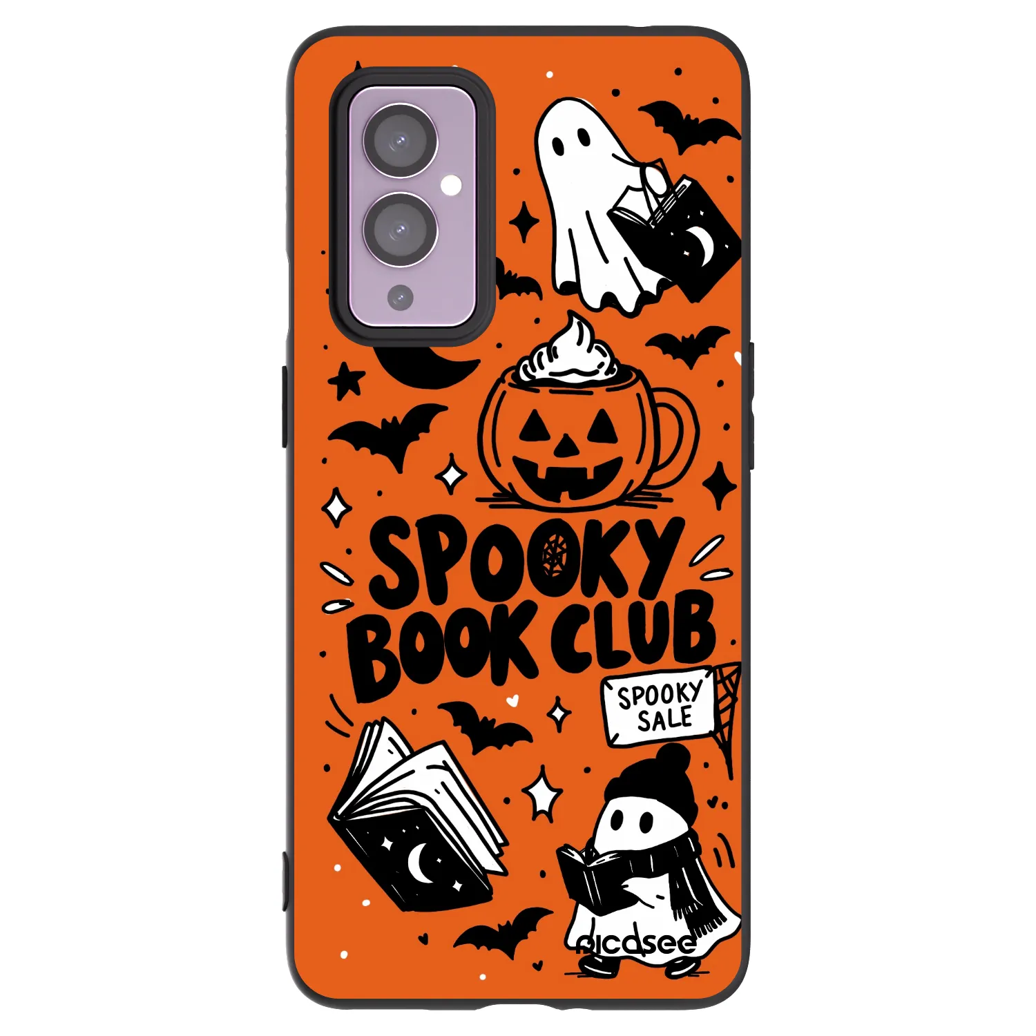 Picasee silikonski črni ovitek za OnePlus 9 - Spooky book club