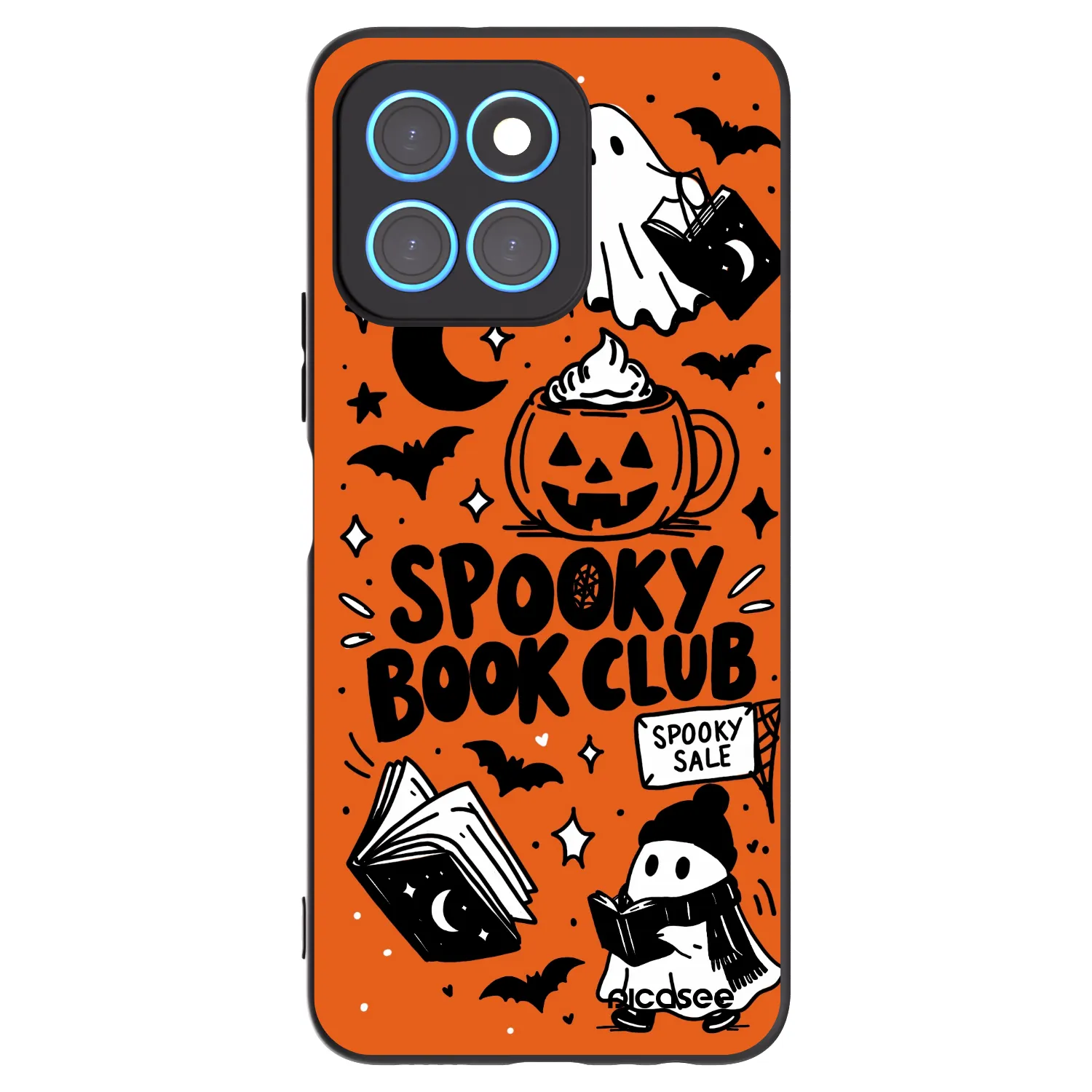 Picasee silikonski črni ovitek za Honor X8 5G - Spooky book club