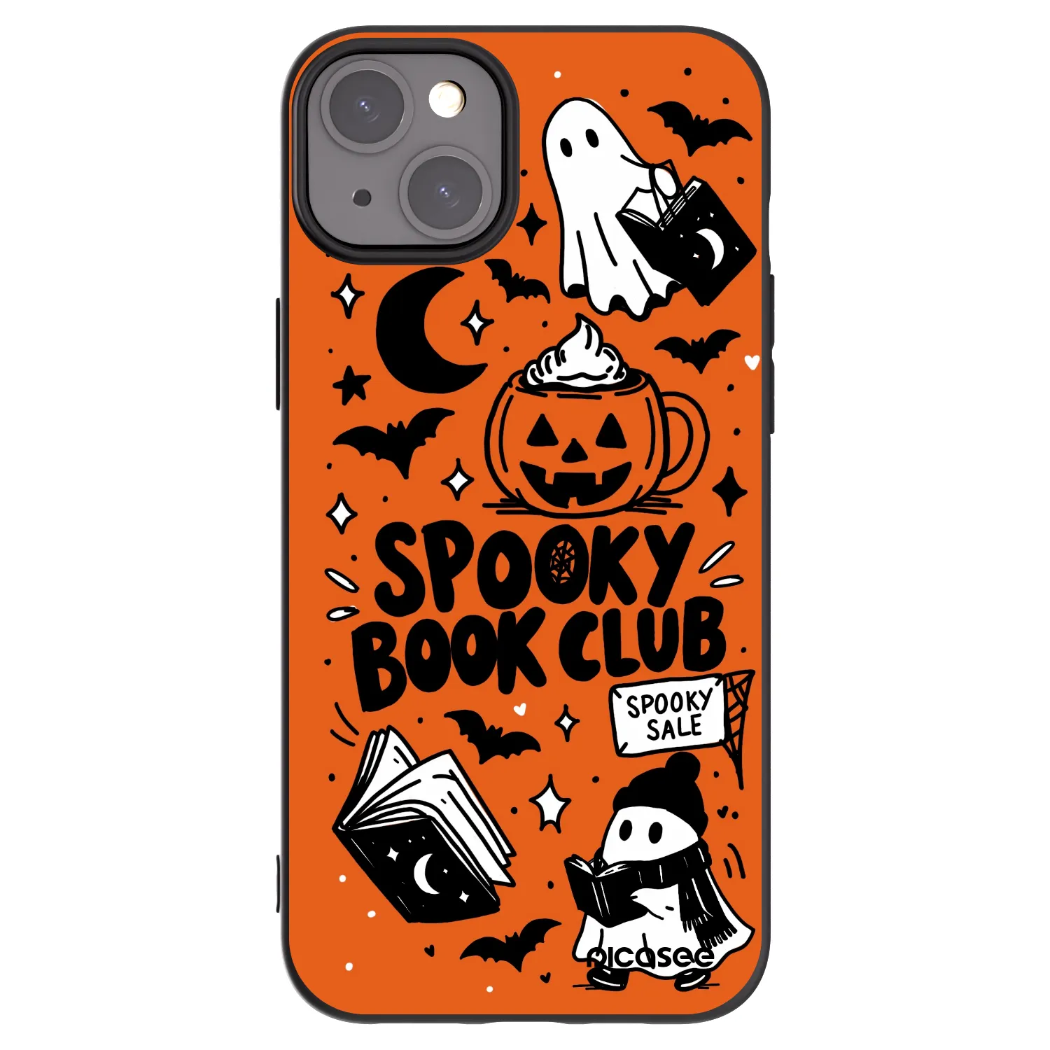 Picasee silikonski črni ovitek za Apple iPhone 15 Plus - Spooky book club