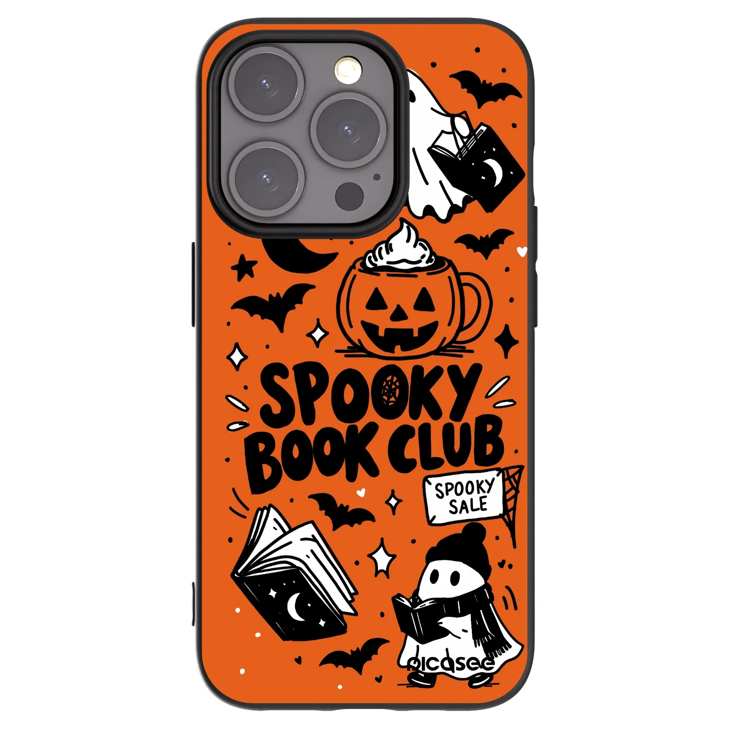 Picasee silikonski črni ovitek za Apple iPhone 15 Pro - Spooky book club