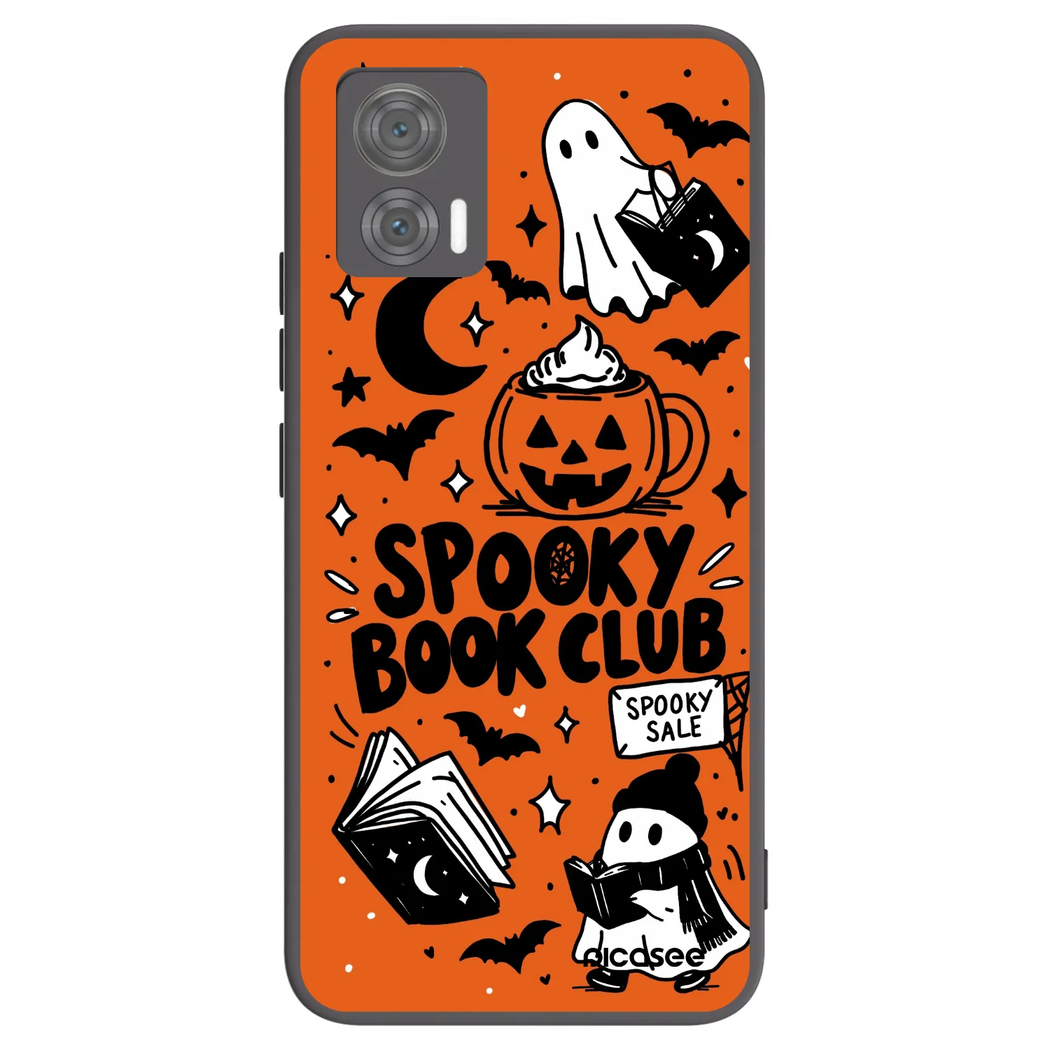Picasee silikonski črni ovitek za Motorola Edge 30 Neo - Spooky book club