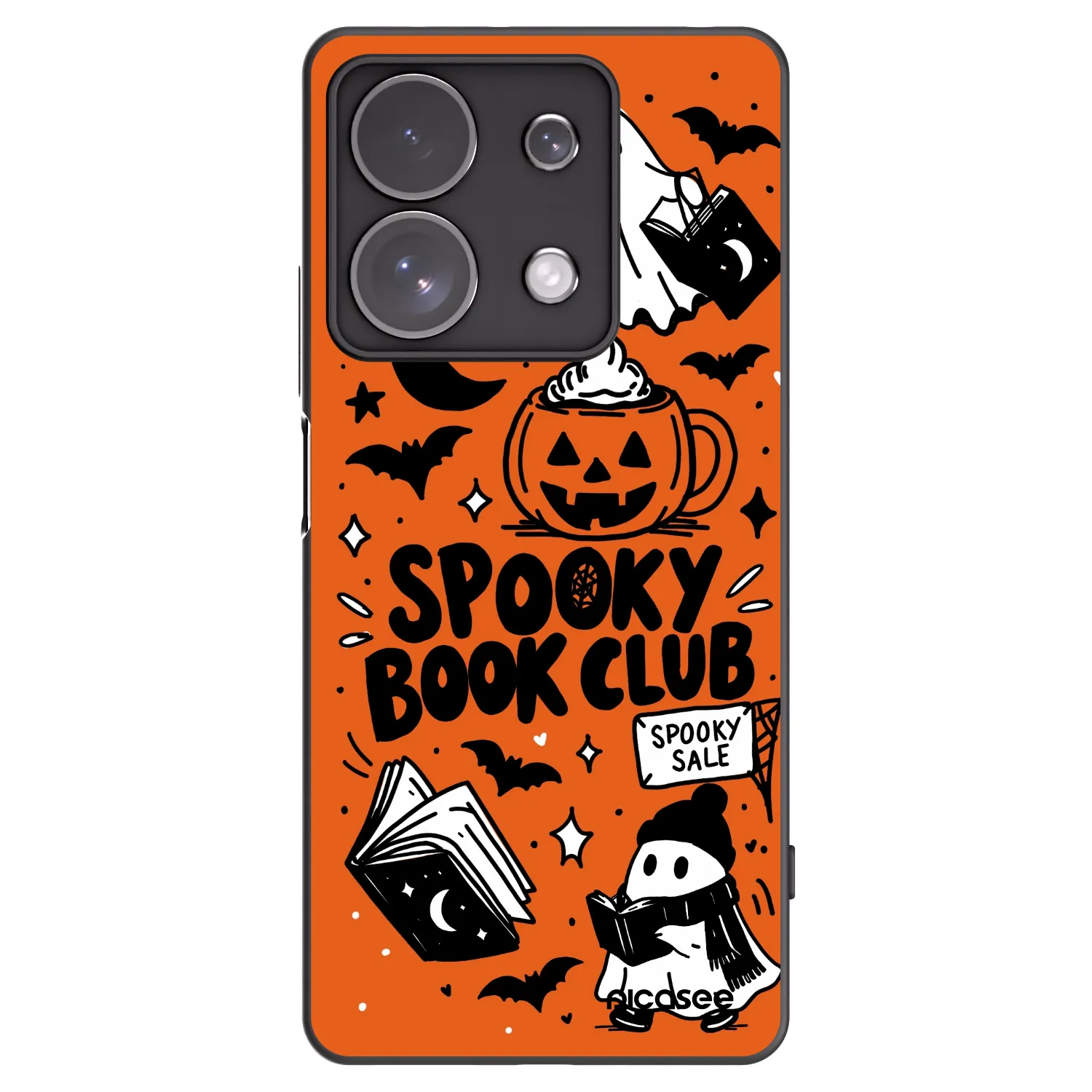 Picasee silikonski črni ovitek za Xiaomi Redmi Note 13 Pro 4G - Spooky book club