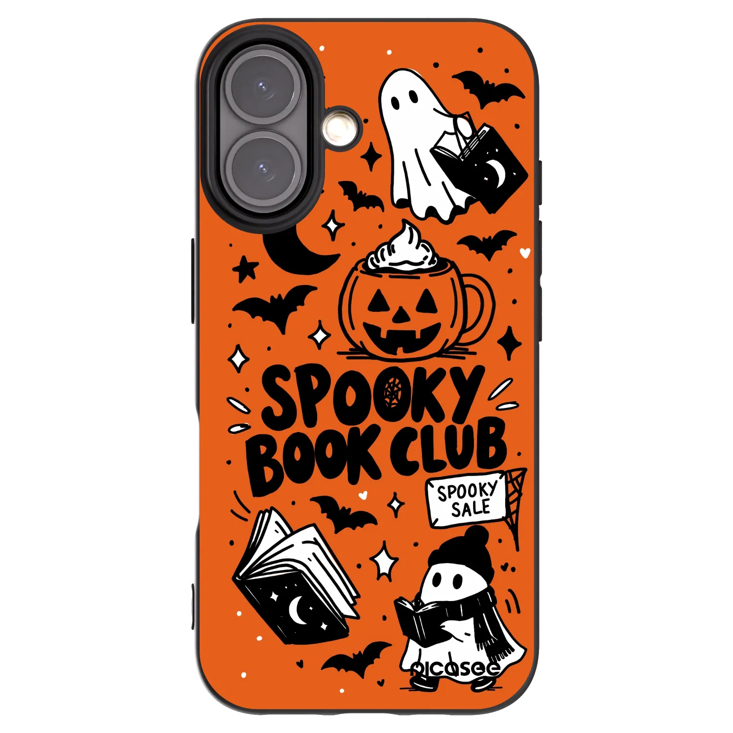 Picasee silikonski črni ovitek za Apple iPhone 16 - Spooky book club