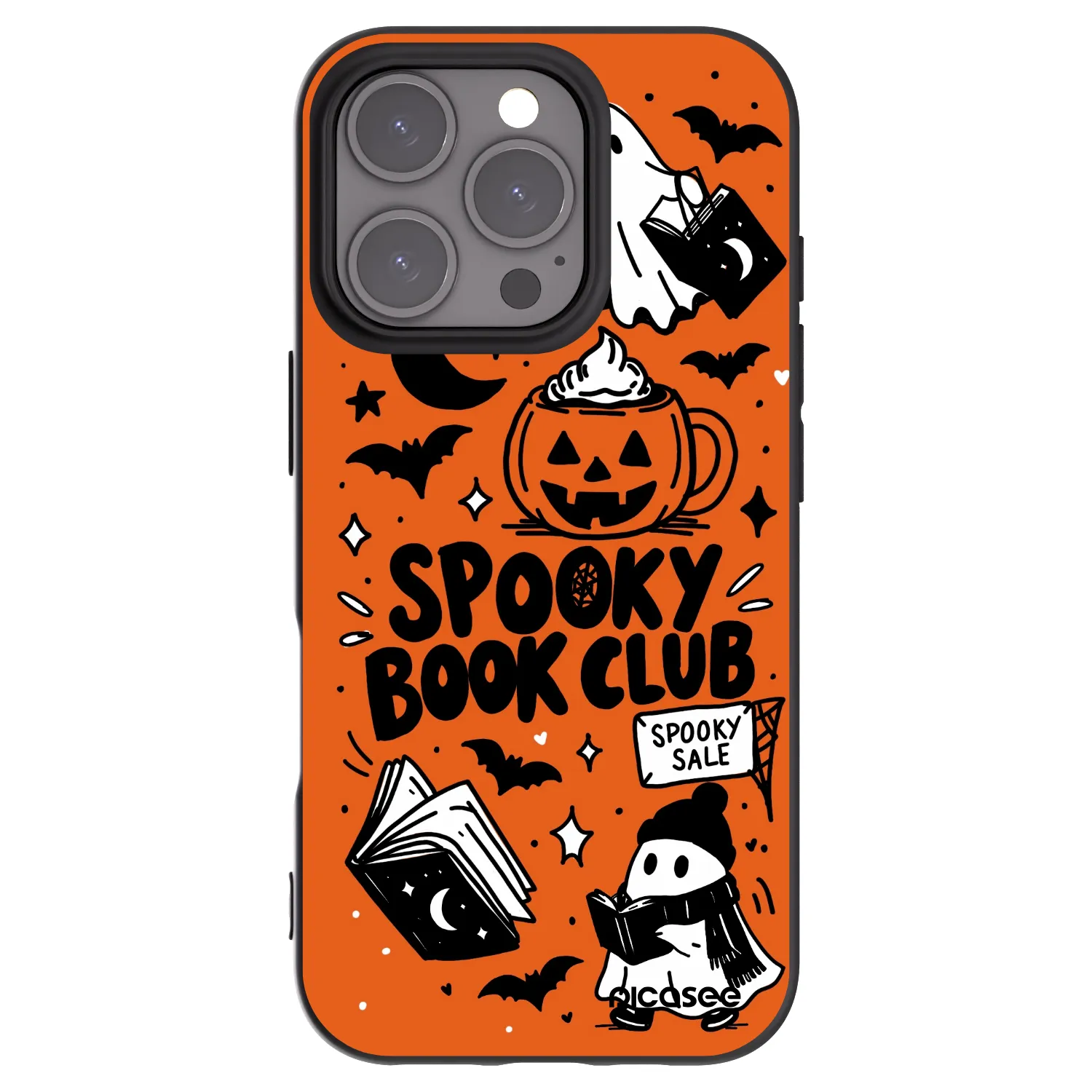 Picasee silikonski črni ovitek za Apple iPhone 16 Pro - Spooky book club