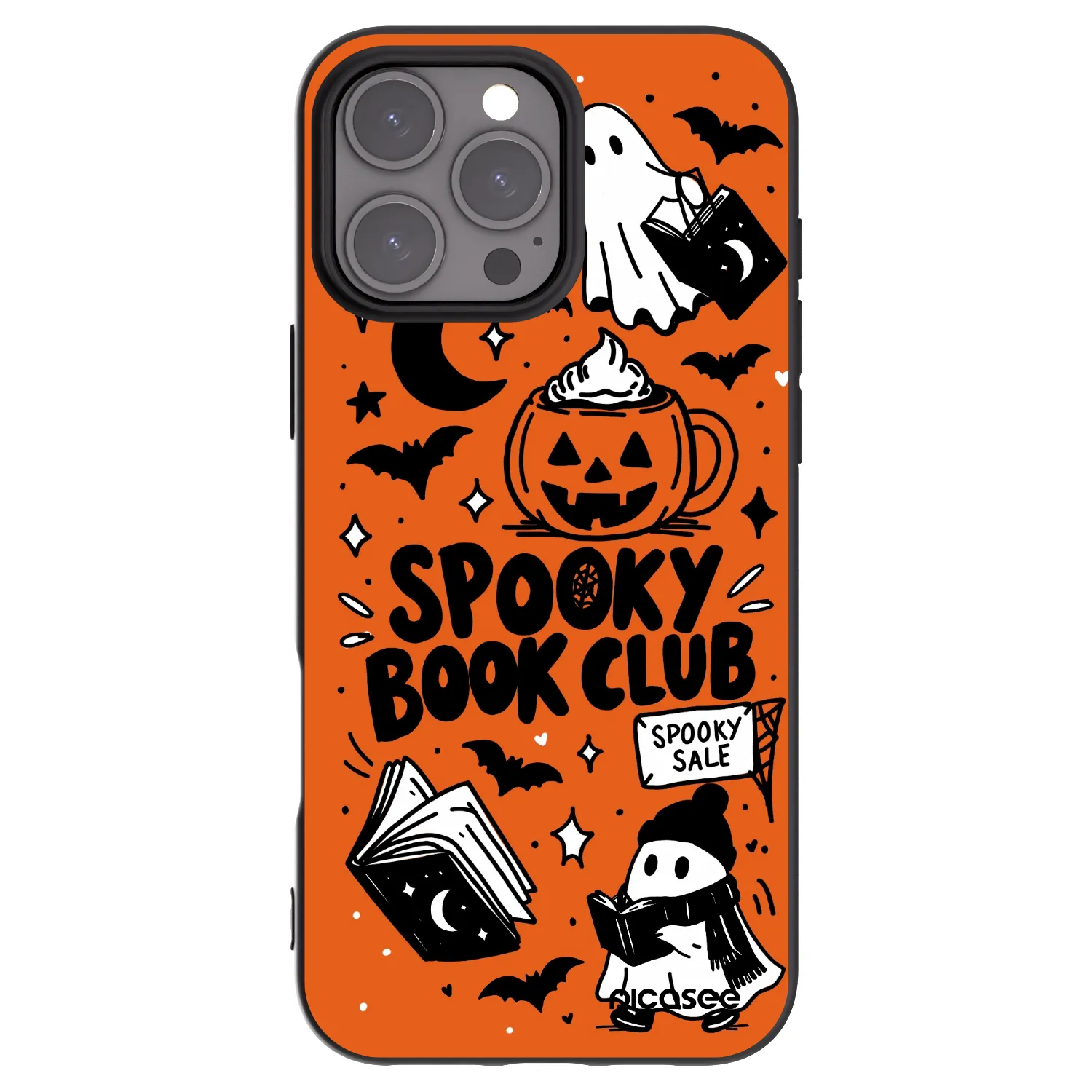 Picasee silikonski črni ovitek za Apple iPhone 16 Pro Max - Spooky book club