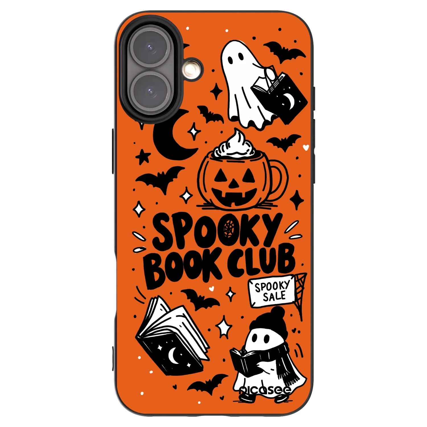 Picasee silikonski črni ovitek za Apple iPhone 16 Plus - Spooky book club