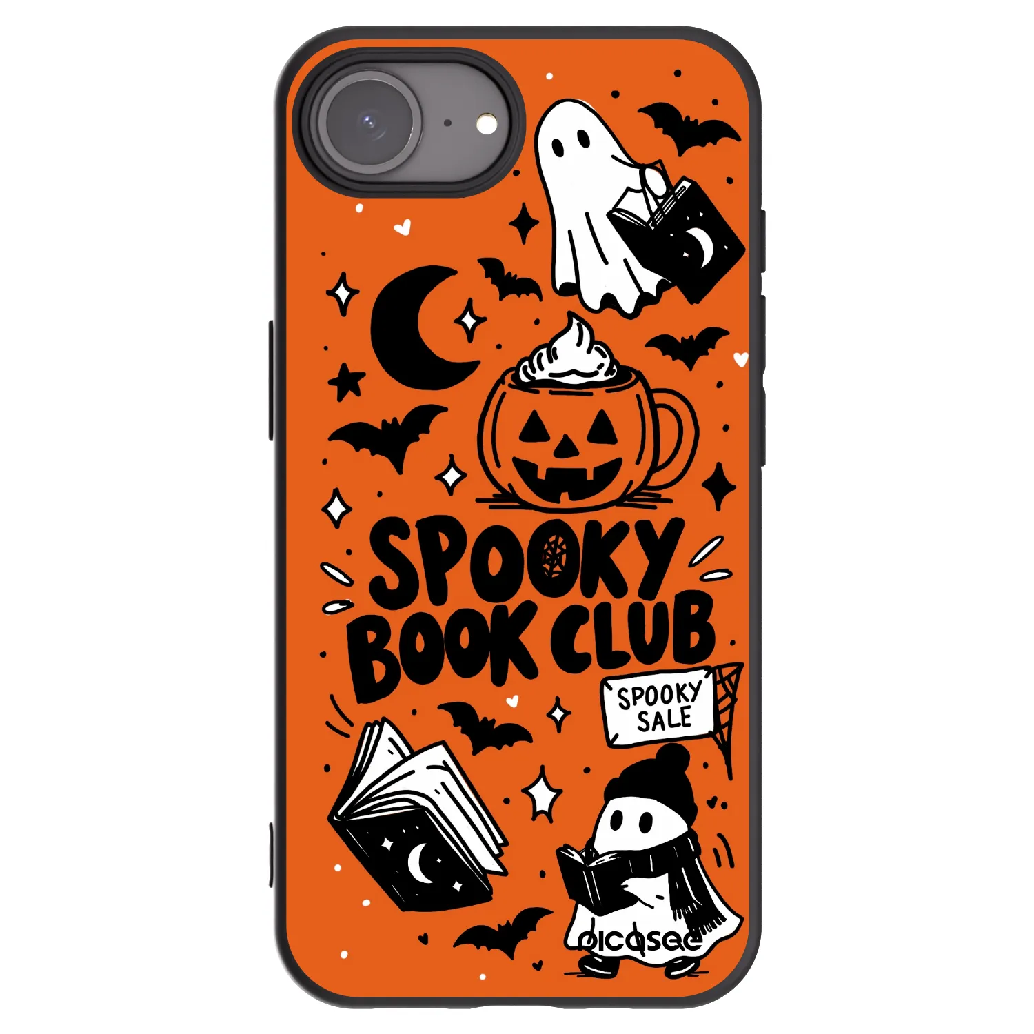 Picasee silikonski črni ovitek za Apple iPhone 16e - Spooky book club