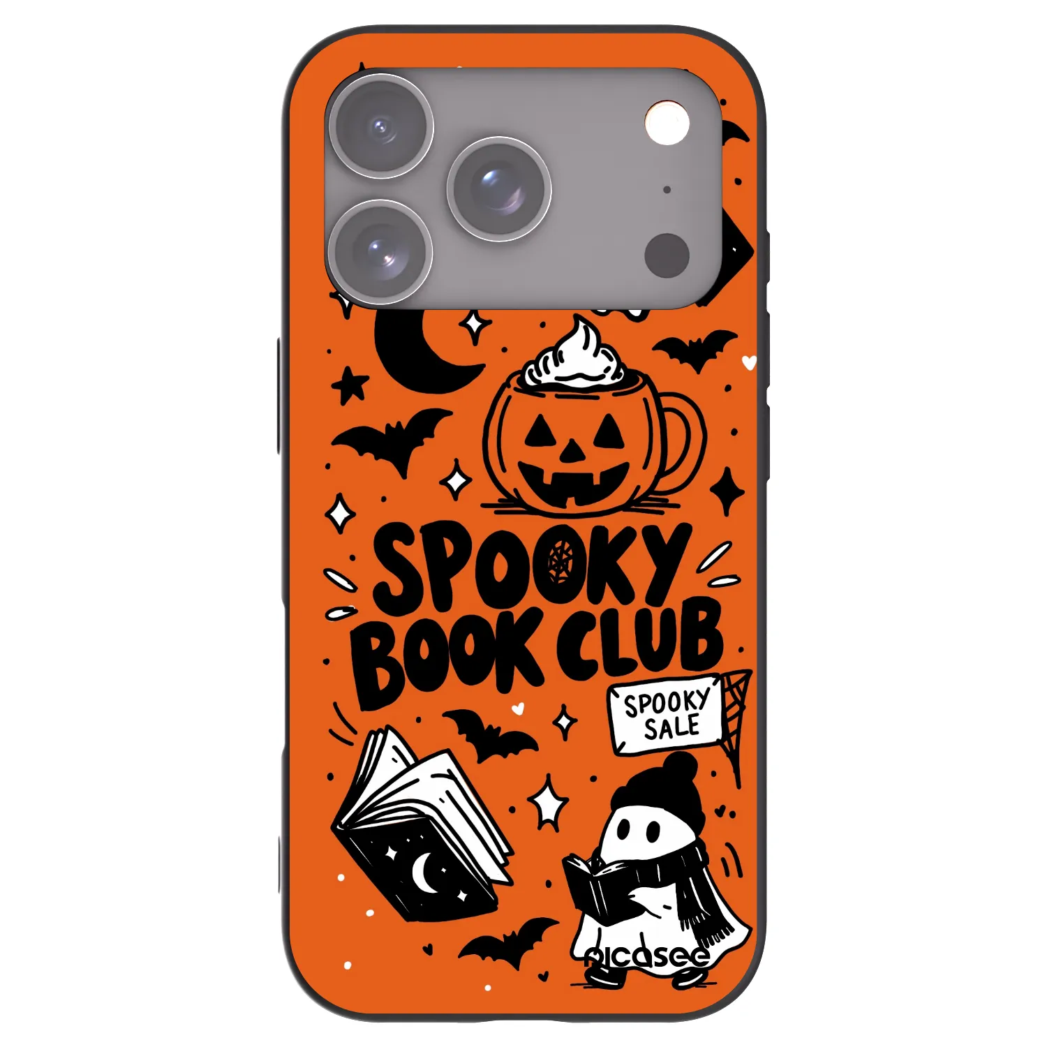 Picasee silikonski črni ovitek za Apple iPhone 17 Pro - Spooky book club