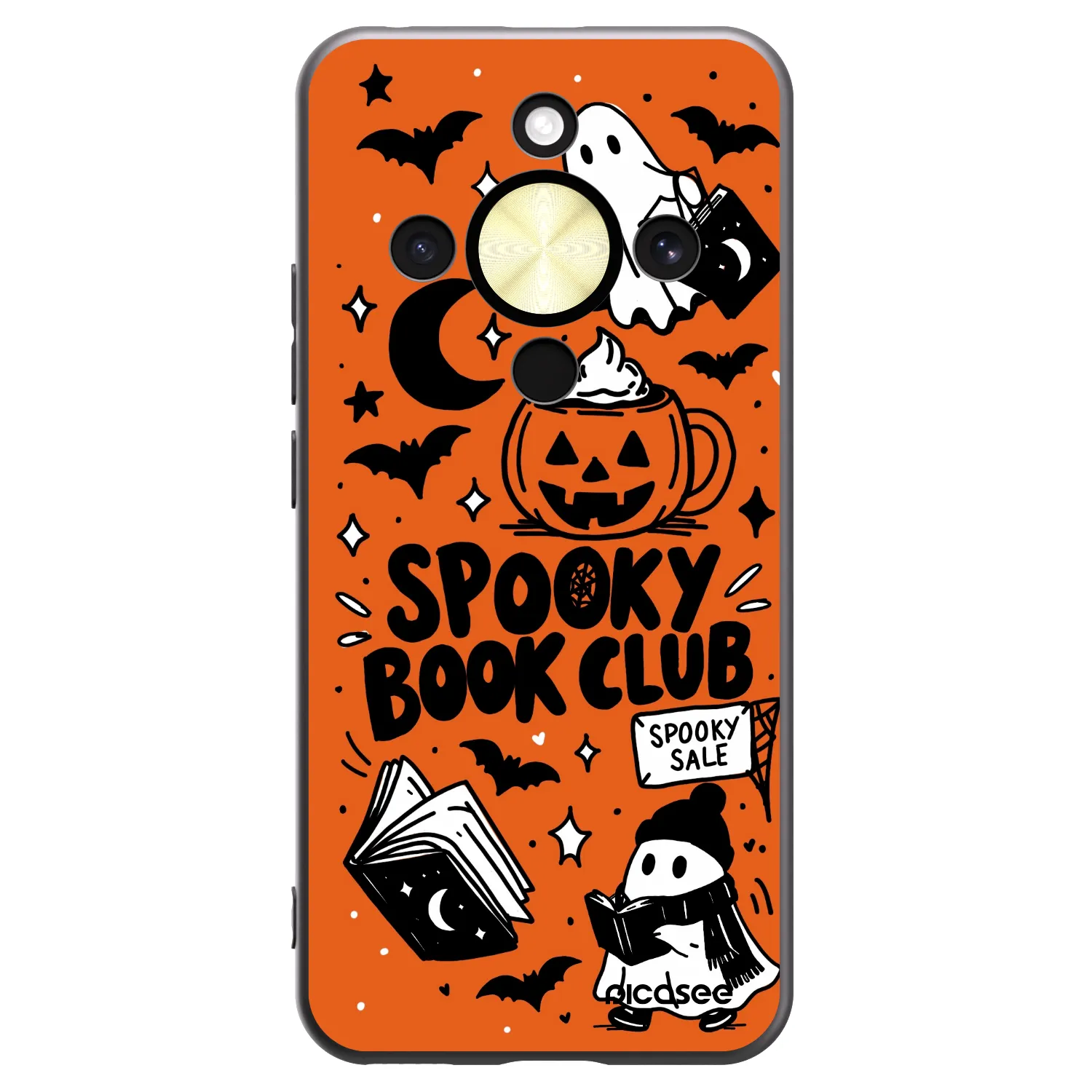 Picasee silikonski črni ovitek za Honor Magic8 Lite 5G - Spooky book club