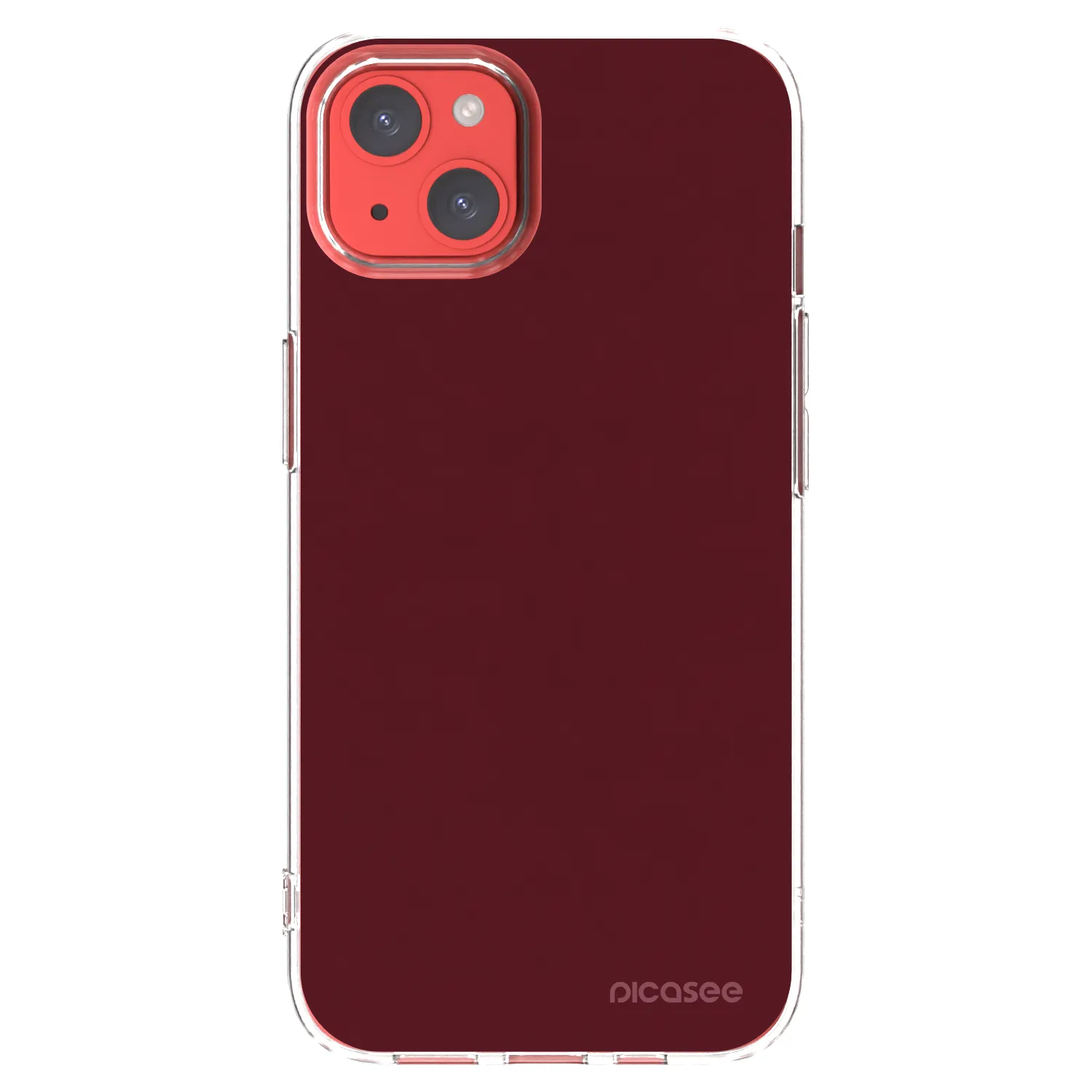 Picasee silikonski prozorni ovitek za Apple iPhone 13 - Burgundy red
