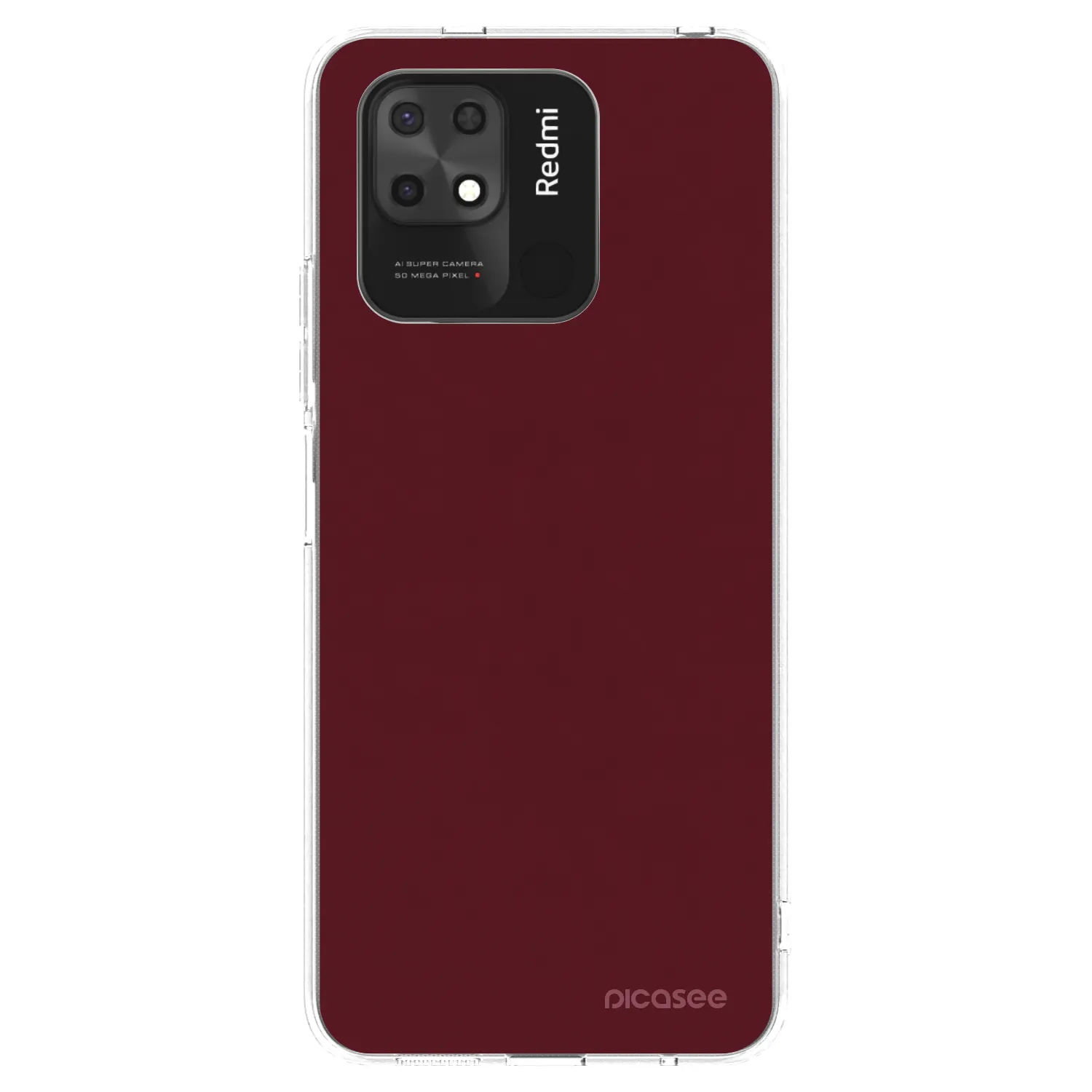 Picasee silikonski prozorni ovitek za Xiaomi Redmi 10C - Burgundy red