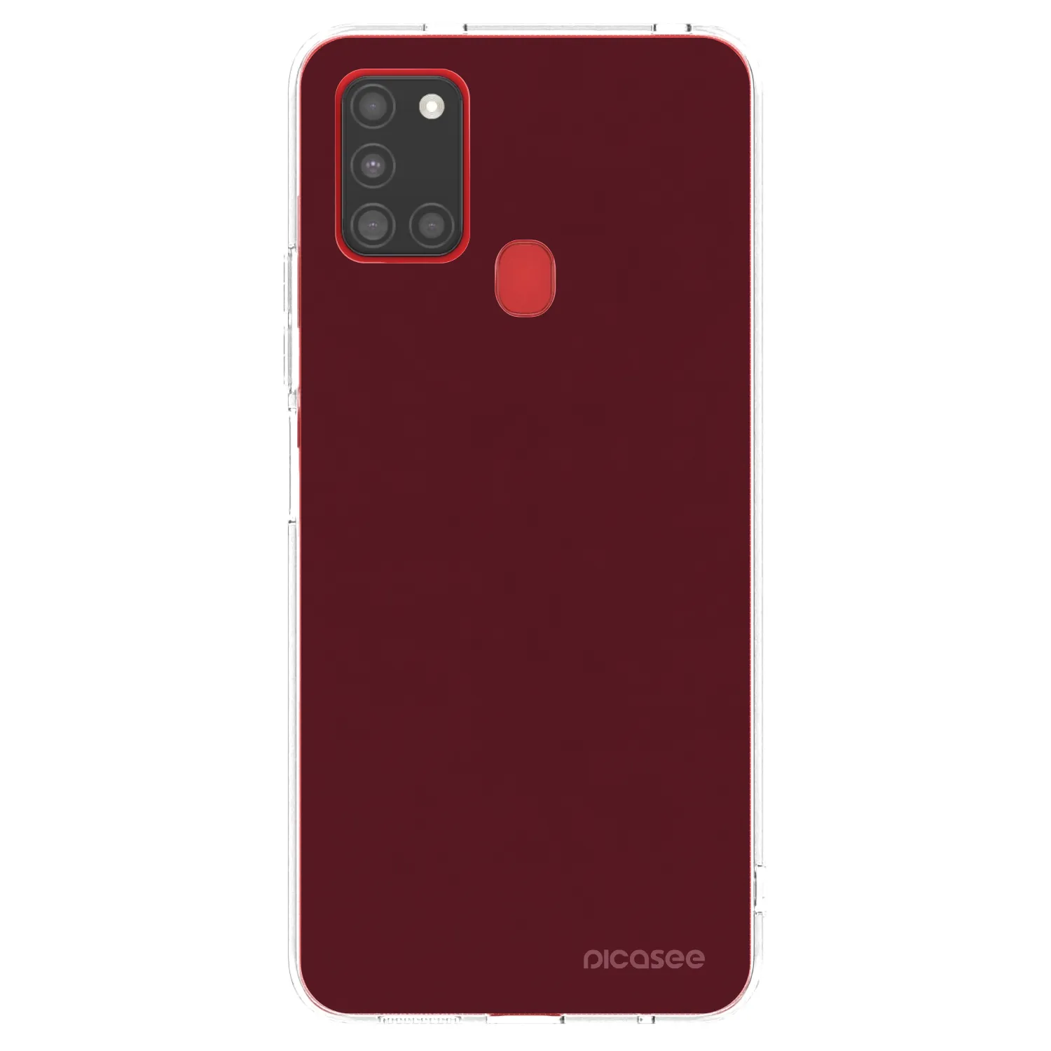 Picasee silikonski prozorni ovitek za Samsung Galaxy A21s - Burgundy red