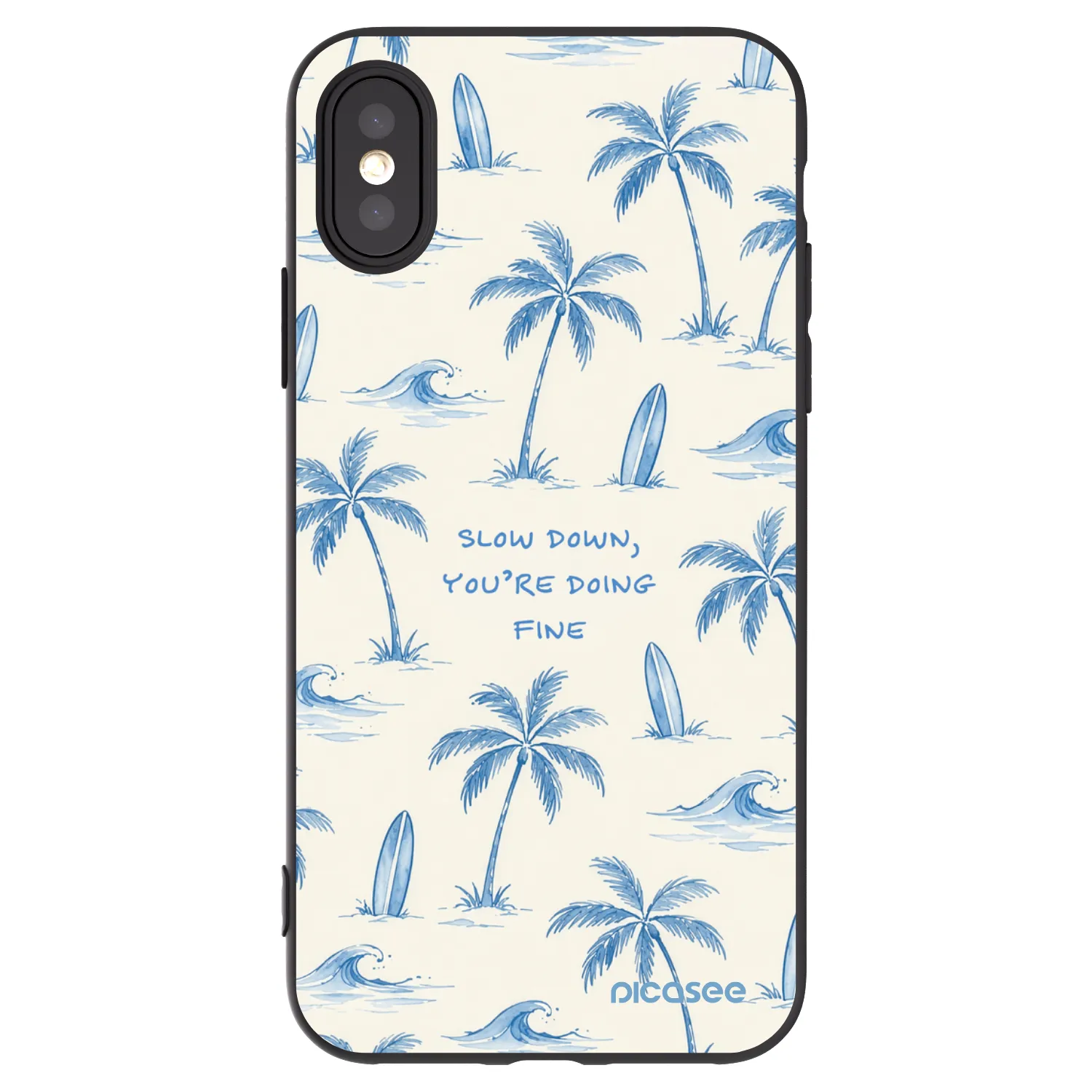 Picasee silikonski črni ovitek za Apple iPhone X/XS - Slow Tide