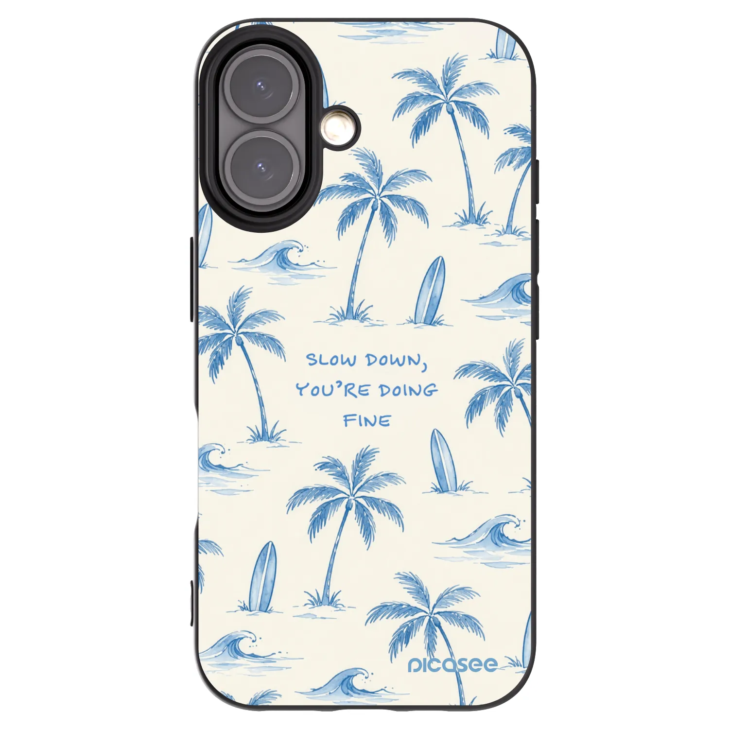 Picasee silikonski črni ovitek za Apple iPhone 16 - Slow Tide
