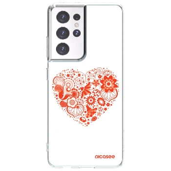 Picasee silikonski prozorni ovitek za Samsung Galaxy S21 Ultra 5G G998B - Big heart