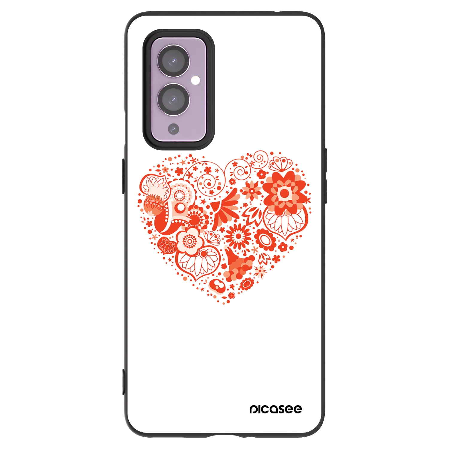 Picasee silikonski črni ovitek za OnePlus 9 - Big heart