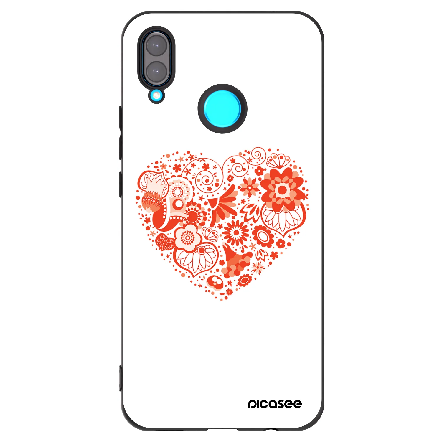 Picasee silikonski črni ovitek za Huawei Nova 3 - Big heart