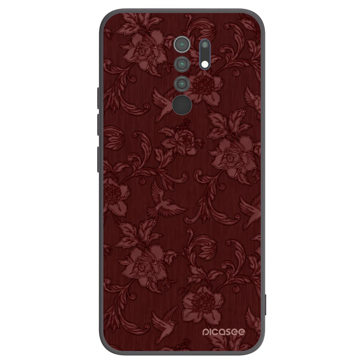 Picasee silikonski črni ovitek za Xiaomi Redmi 9 - Red Elegance