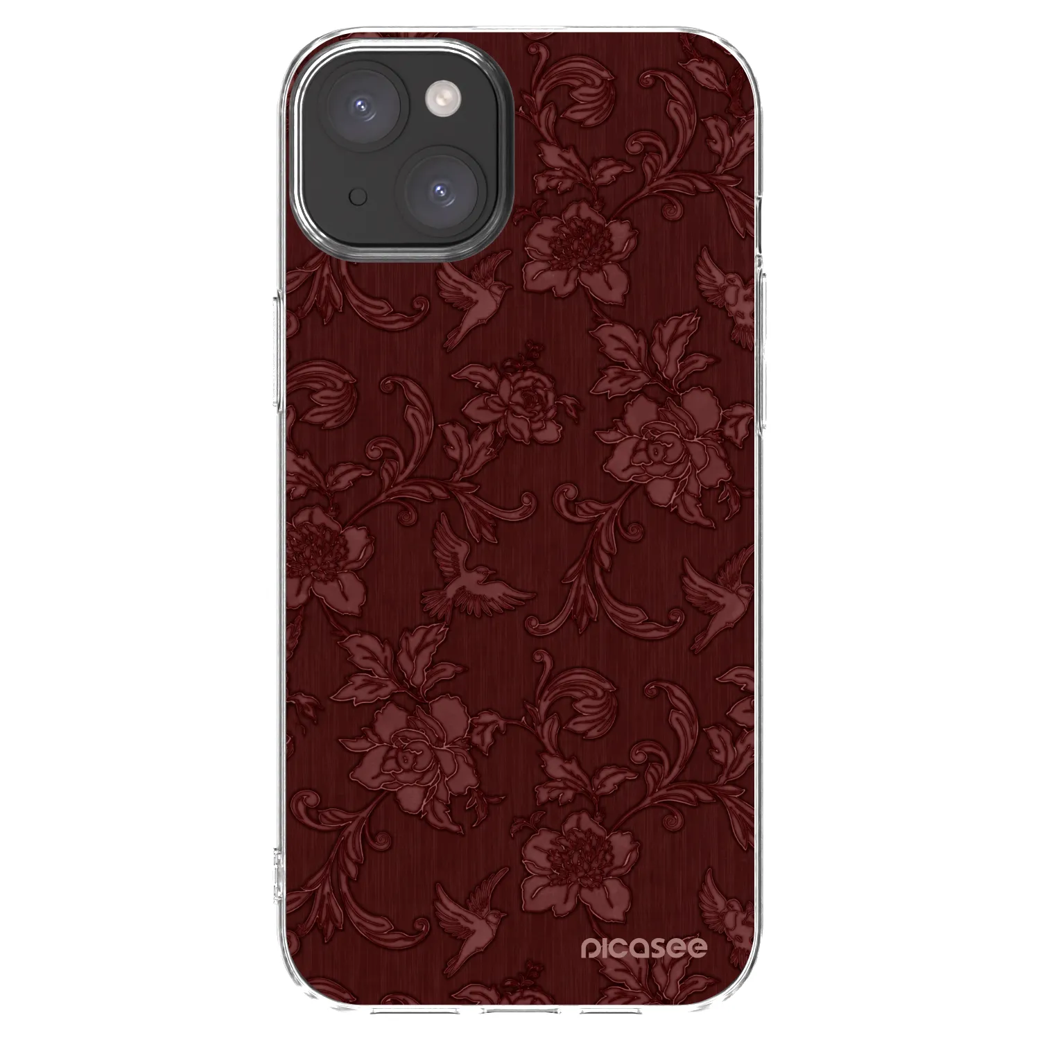 Picasee silikonski prozorni ovitek za Apple iPhone 15 Plus - Red Elegance