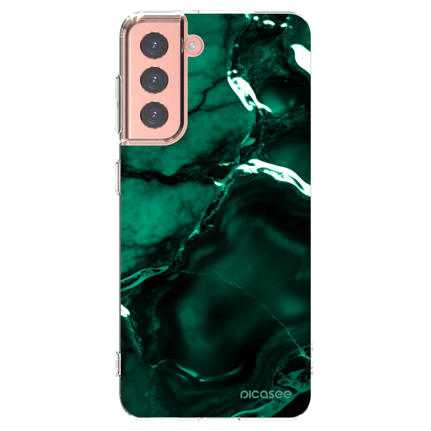 Picasee silikonski prozorni ovitek za Samsung Galaxy S21 5G G991B - Dark emerald