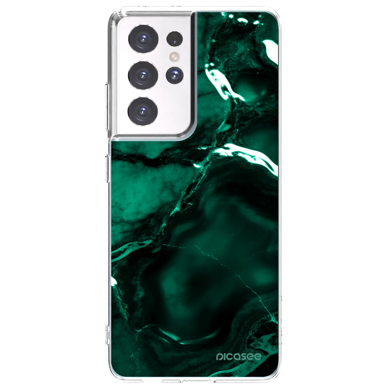 Picasee silikonski prozorni ovitek za Samsung Galaxy S21 Ultra 5G G998B - Dark emerald