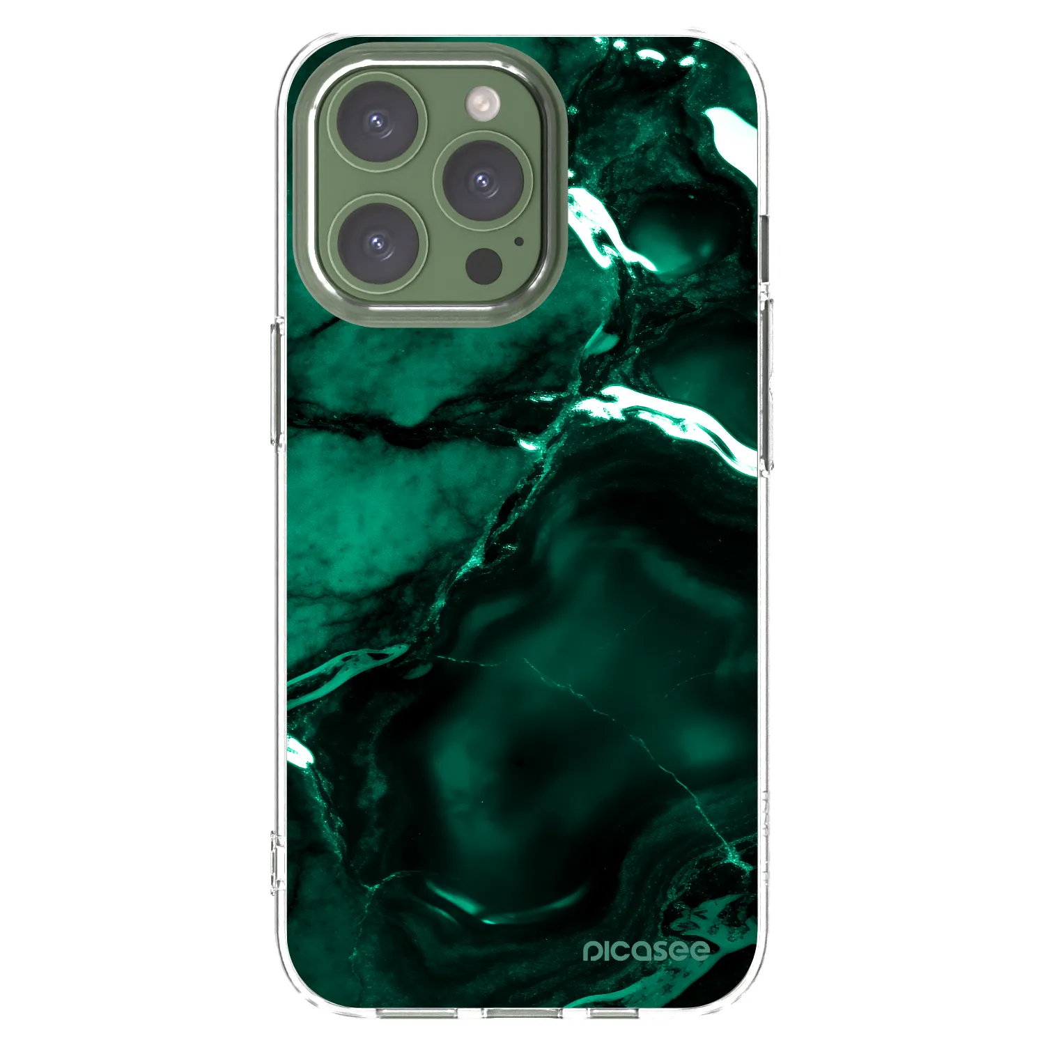 Picasee silikonski prozorni ovitek za Apple iPhone 13 Pro - Dark emerald