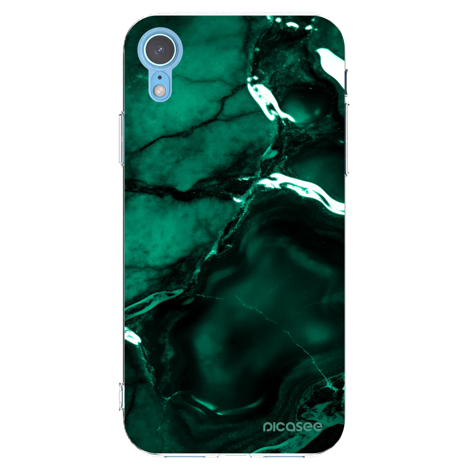 Picasee silikonski prozorni ovitek za Apple iPhone XR - Dark emerald