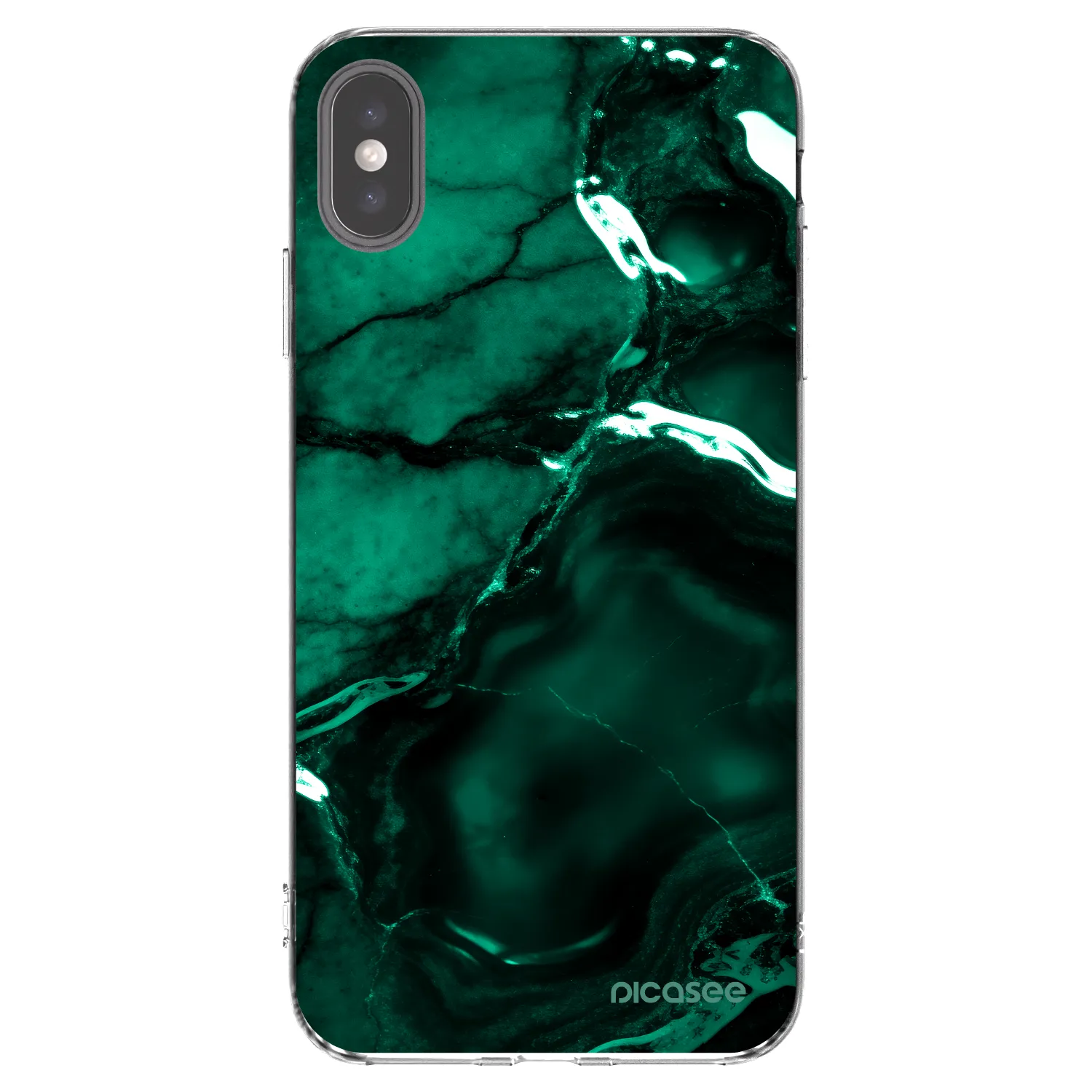 Picasee silikonski prozorni ovitek za Apple iPhone XS Max - Dark emerald